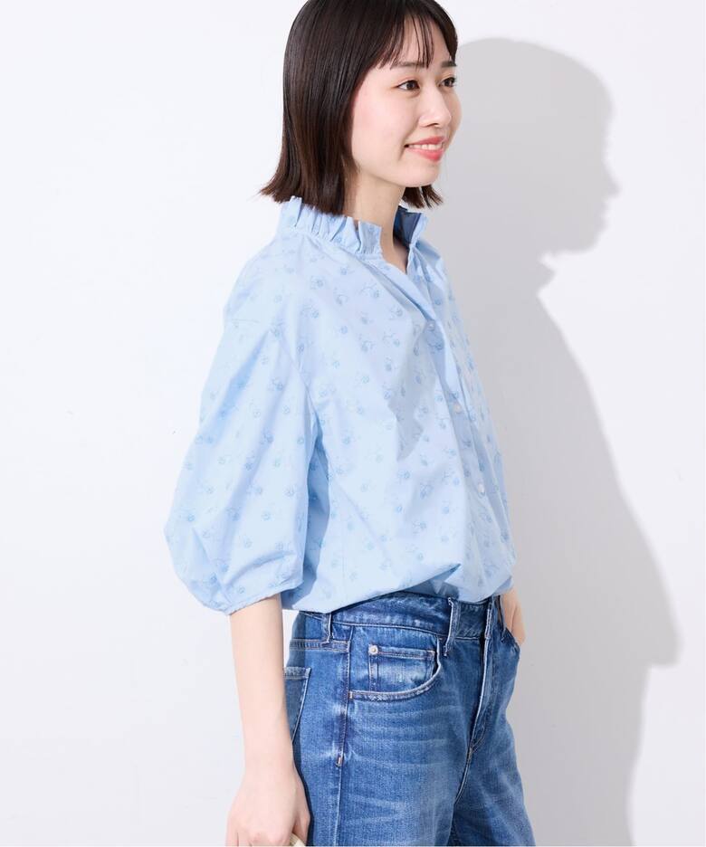 WEB・一部店舗限定》フラワー刺繍5分袖ブラウス（シャツ／ブラウス 