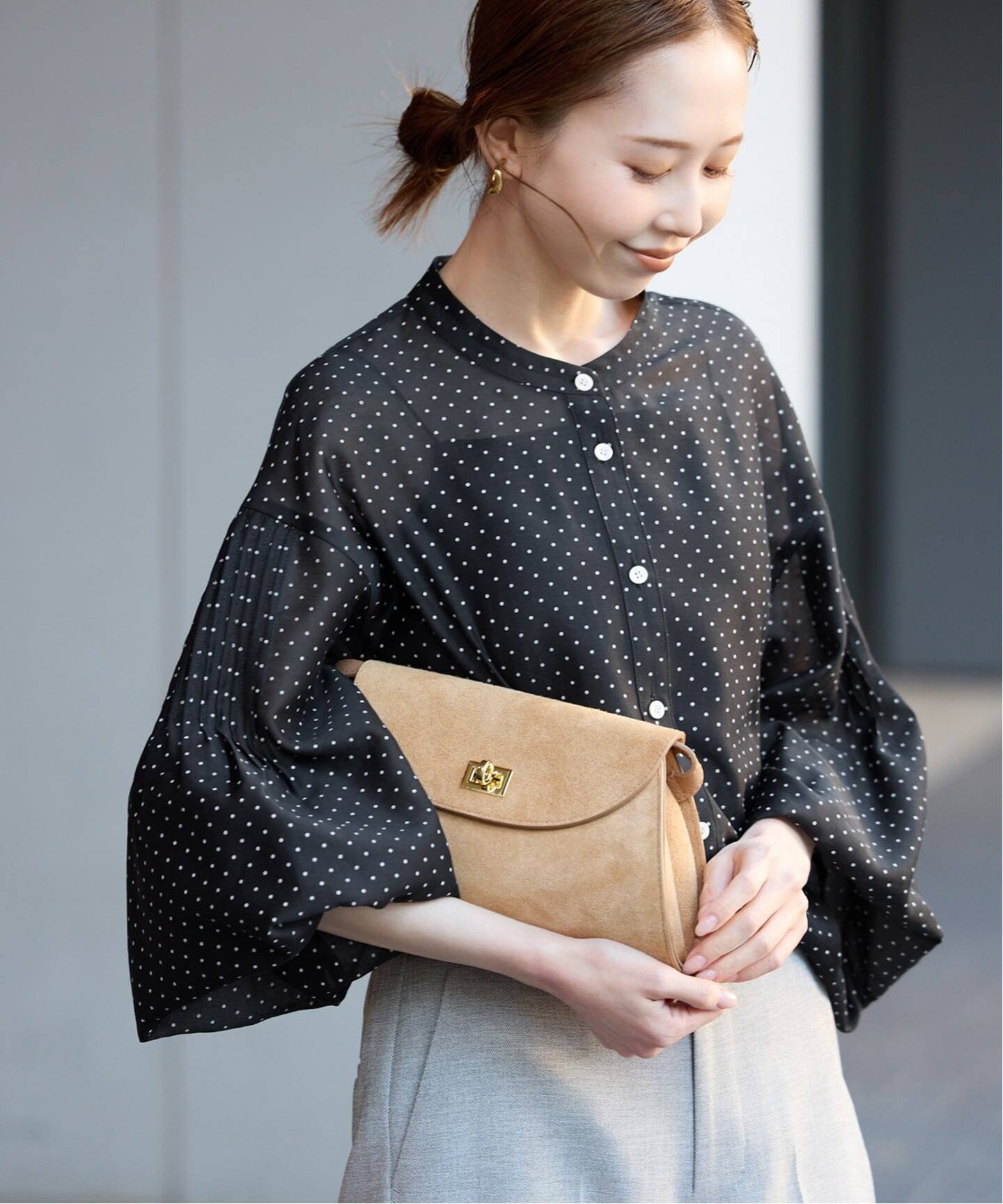 美品 IENA イエナ バルーンスリーブ プルオーバー ブラック ドット 