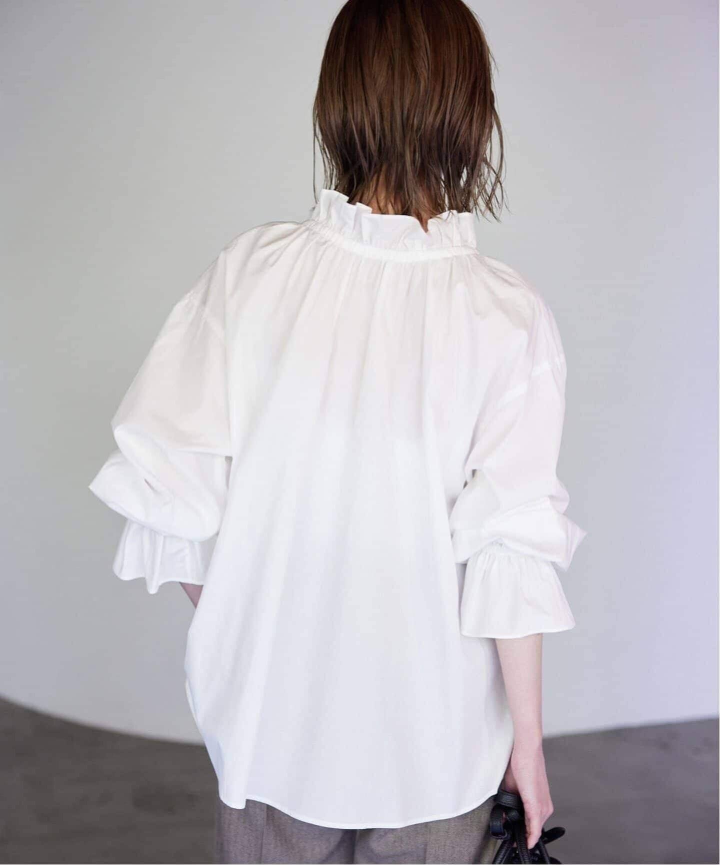 イエナ 20SS タイプライター ハイネックフリンジブラウス フリル 長袖 白 追加》タイプライターフリルブラウス（シャツ/ブラウス）｜SLOBE IENA