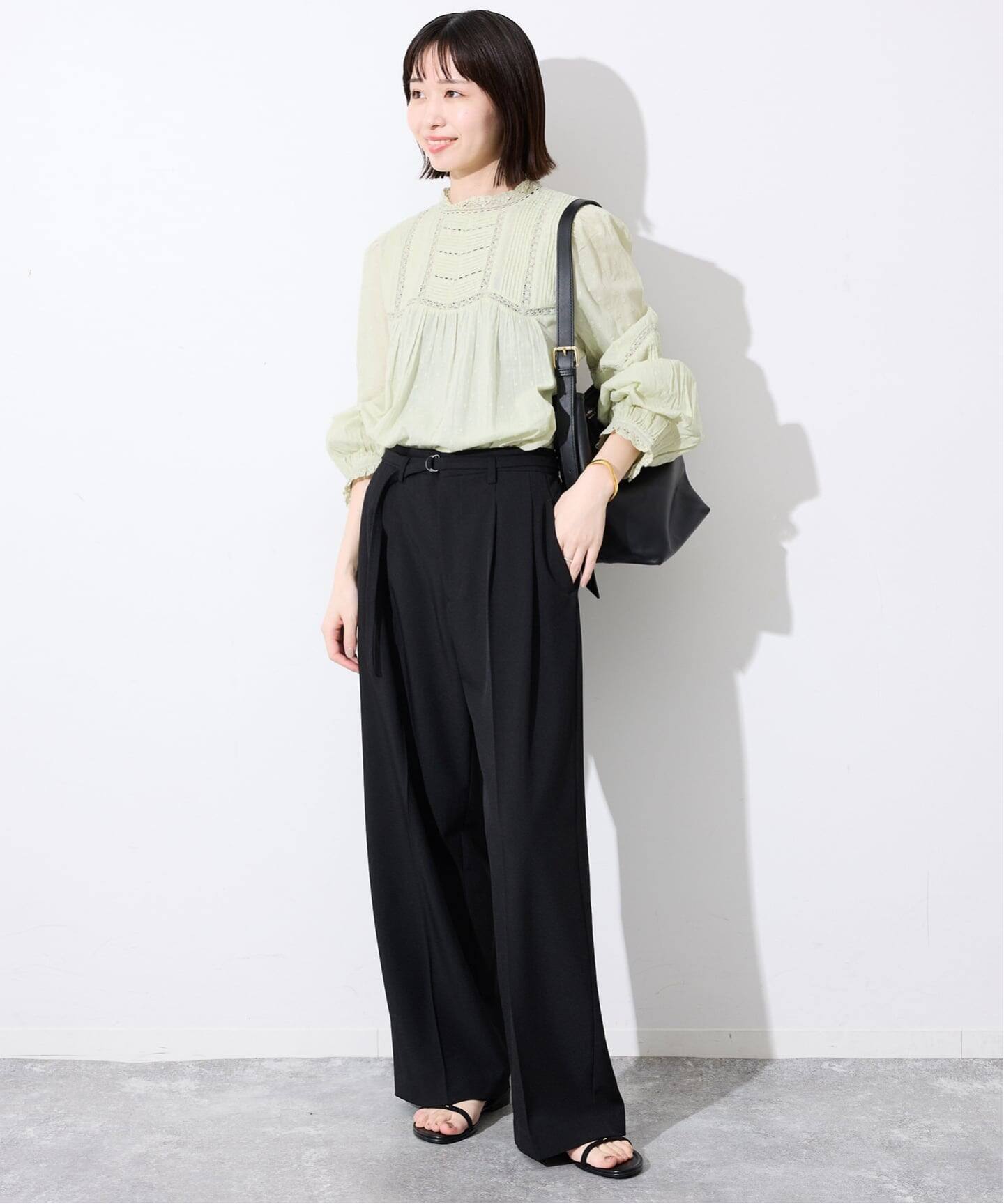 レジュメ スローブイエナ取扱い 25SS レースブラウス シャツ 長袖 34 黒 SLOBE IENA（スローブイエナ） ブラウス シャツ 「WEB限定/追加