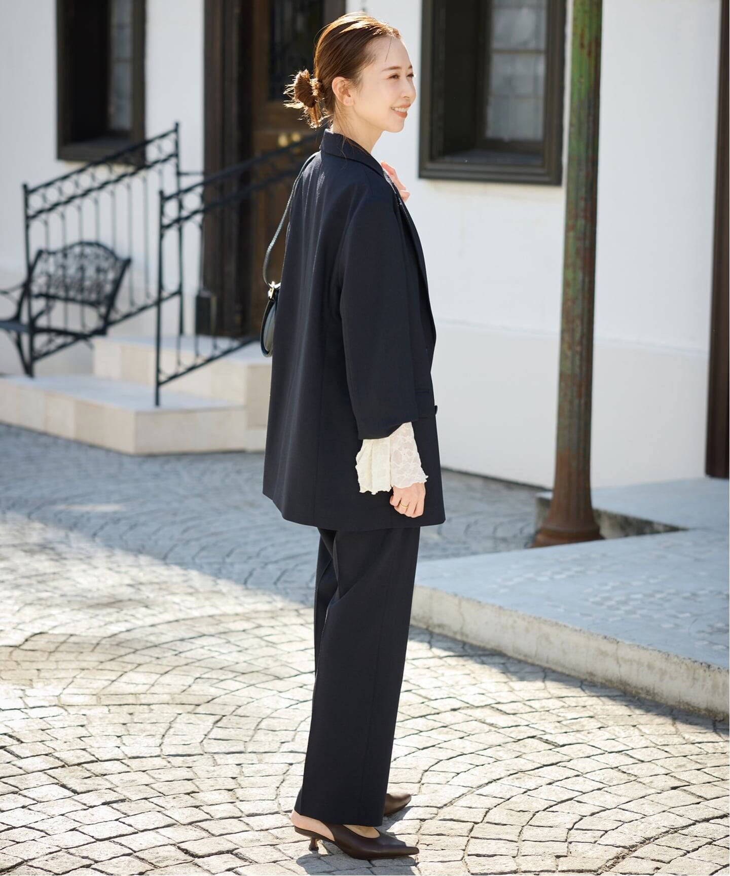 イエナ NAVY レースボリュームスリーブブラウス WEB・一部店舗限定/追加》レーススリーブブラウス（シャツ／ブラウス