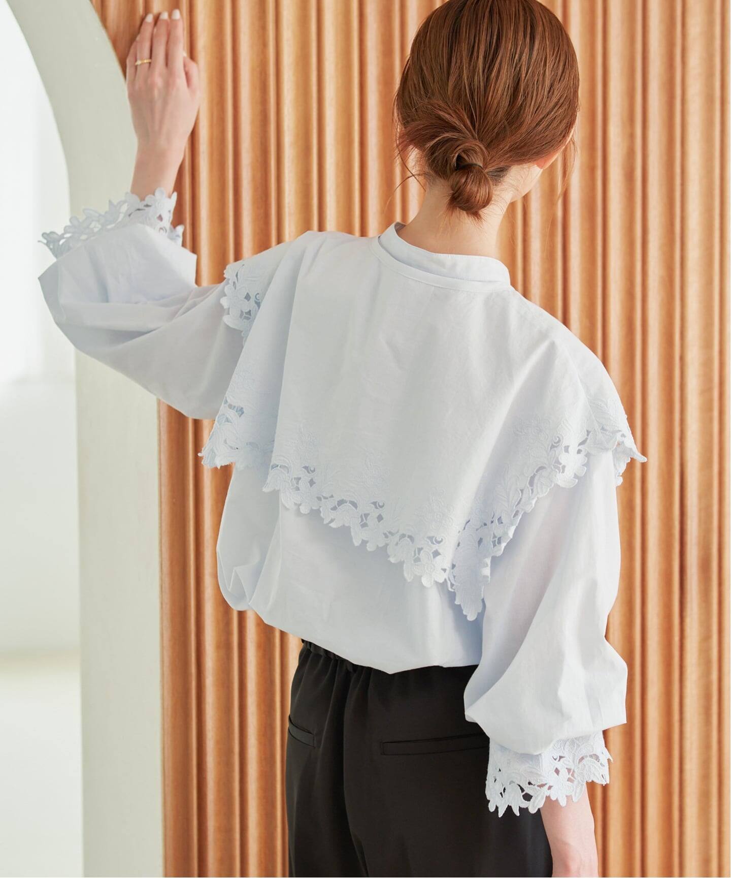 襟取り外し可/予約》刺繍カラーボリュームスリーブブラウス（シャツ 
