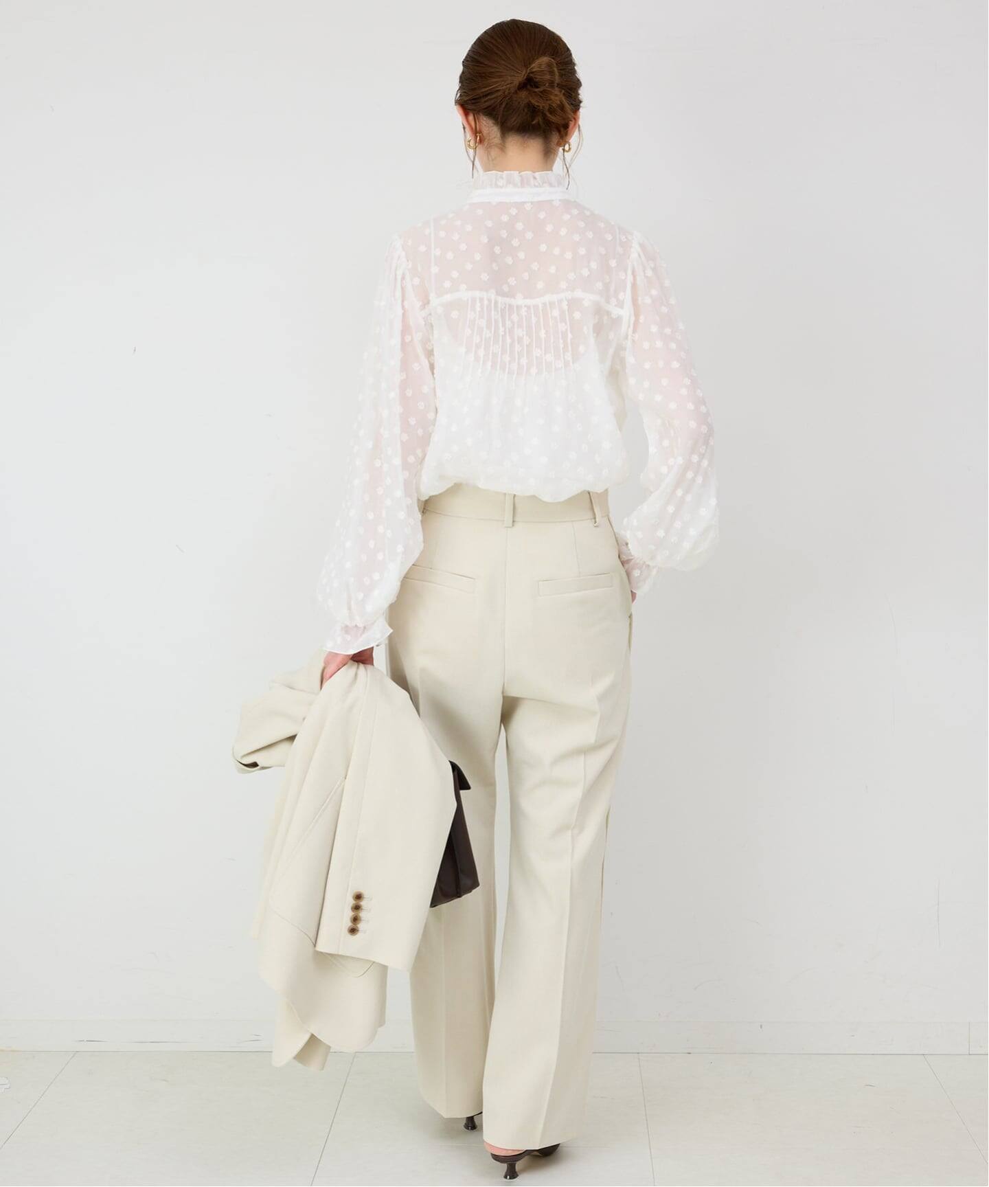 WEB限定/追加》フラワージャガードフリルブラウス（シャツ／ブラウス