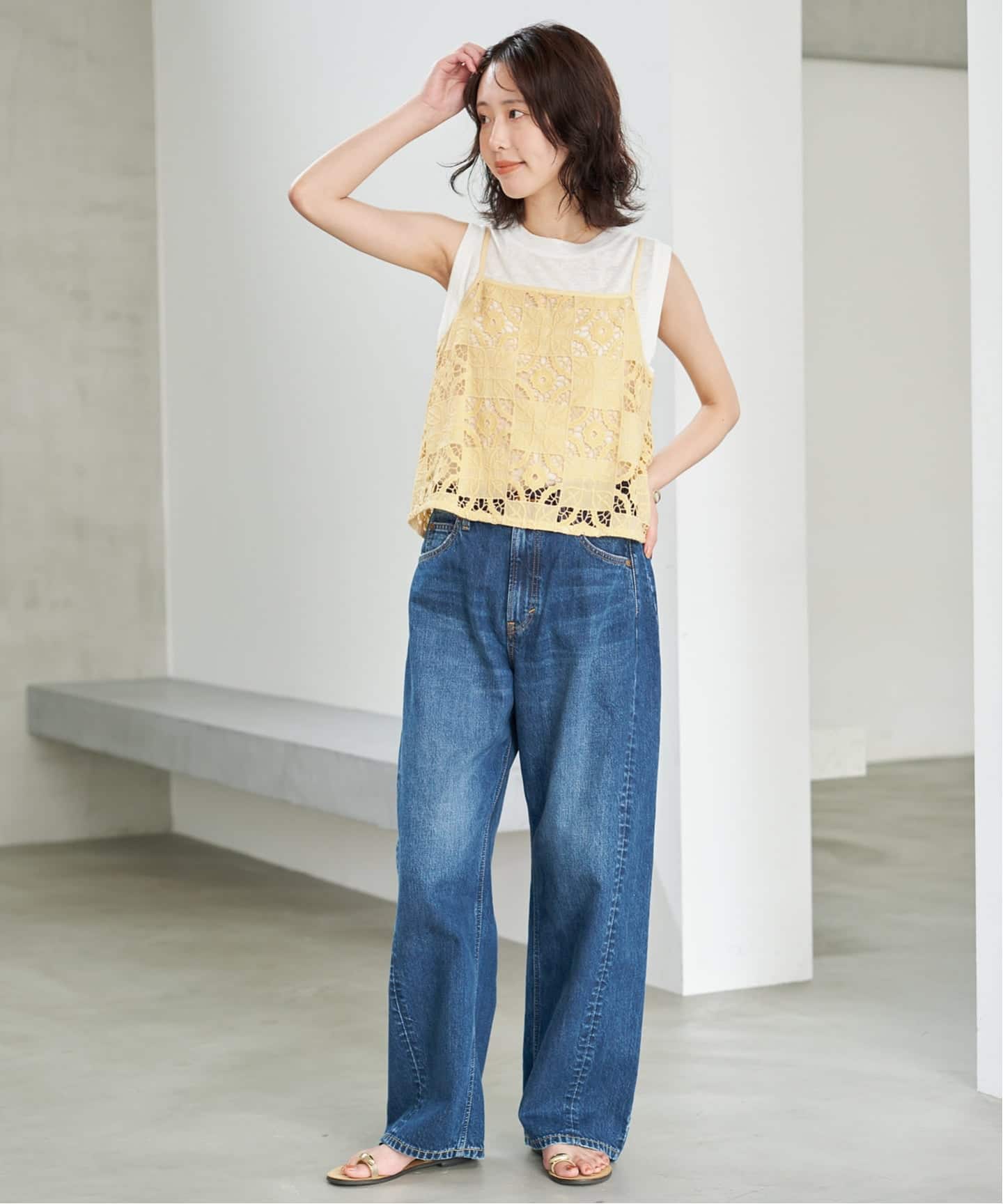 予約》Indiaスクエア刺繍キャミ（キャミソール）｜SLOBE IENA