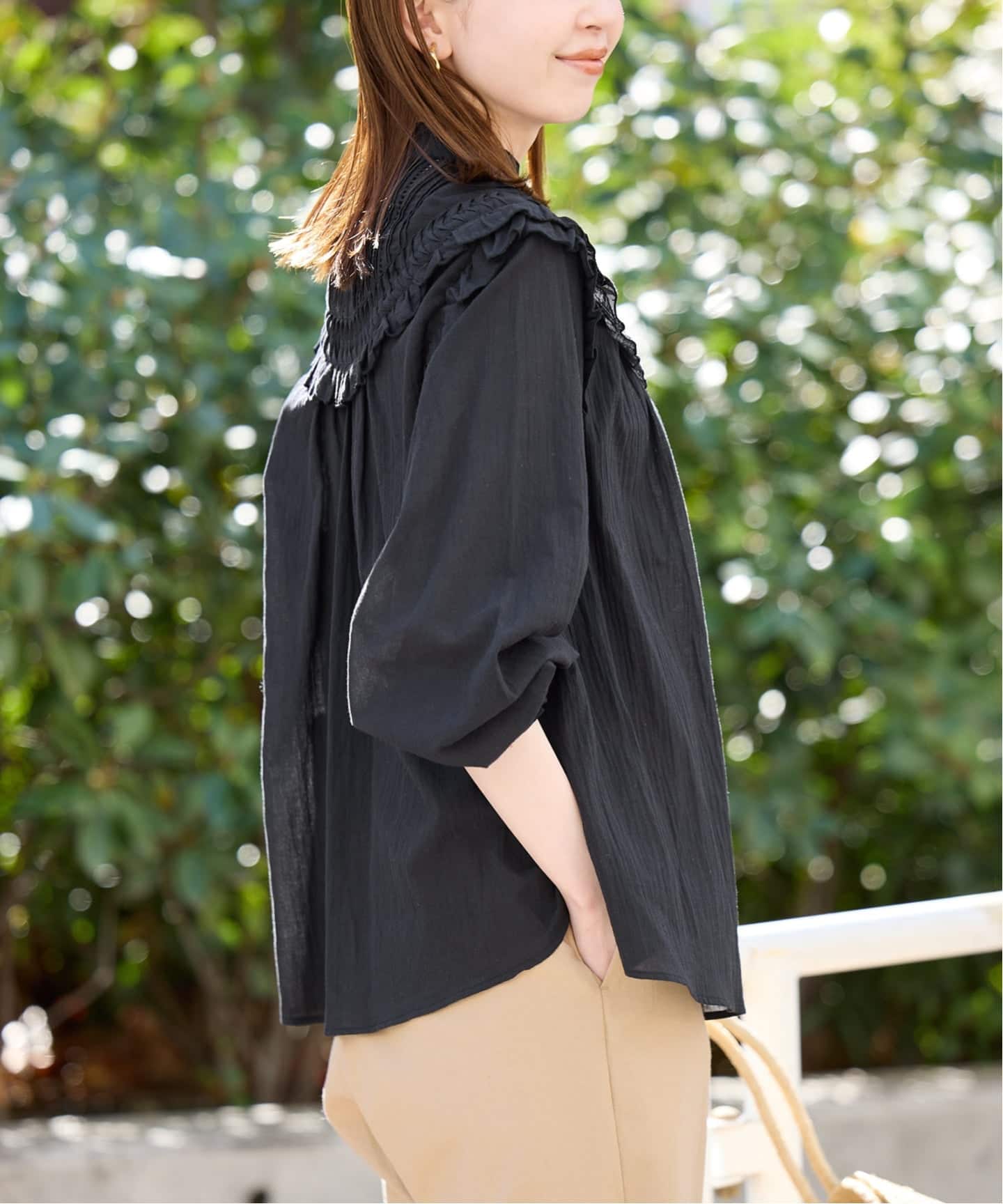 WEB限定/予約》フリルピンタックブラウス（シャツ／ブラウス）｜SLOBE