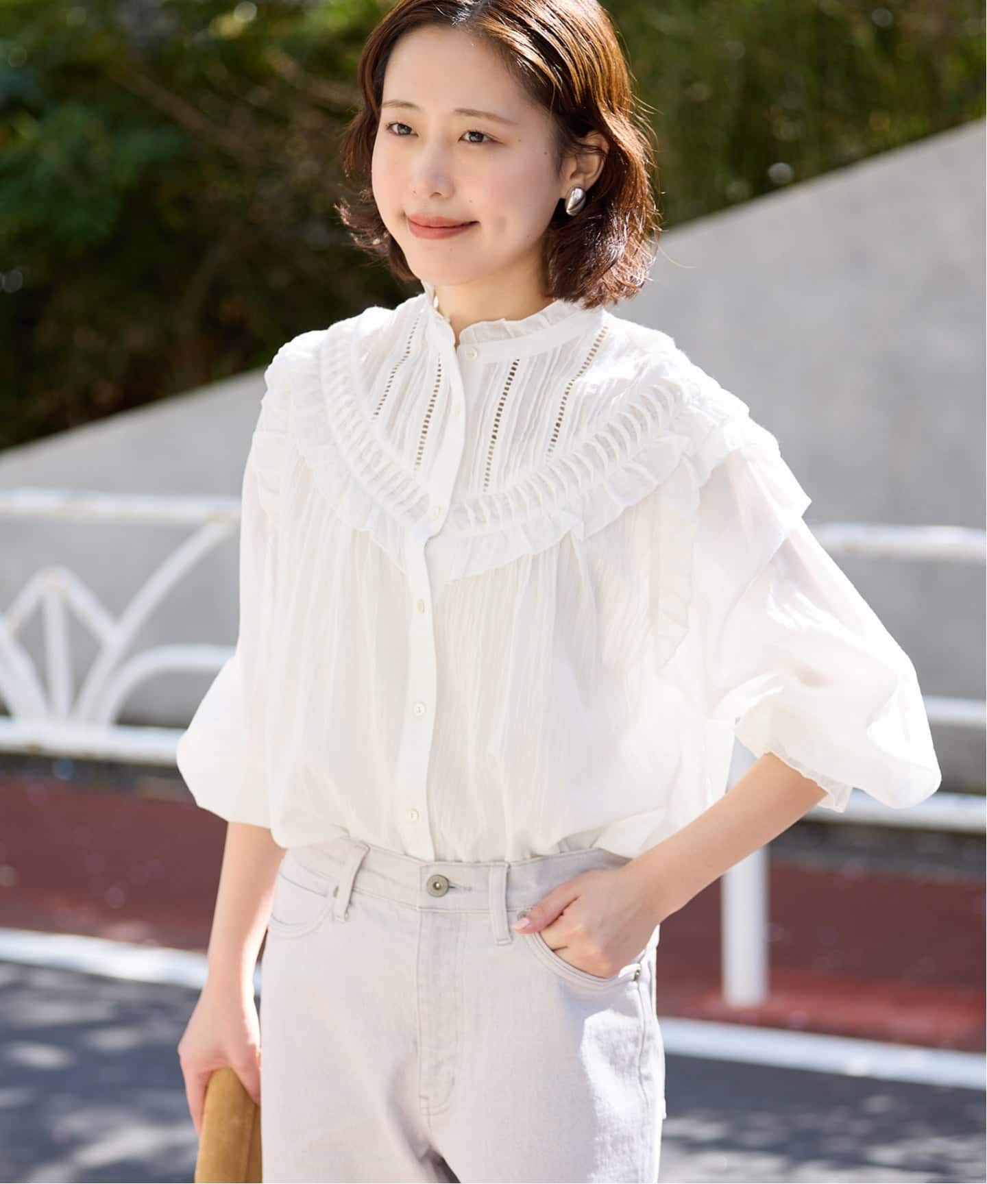 WEB限定/予約》フリルピンタックブラウス（シャツ／ブラウス）｜SLOBE