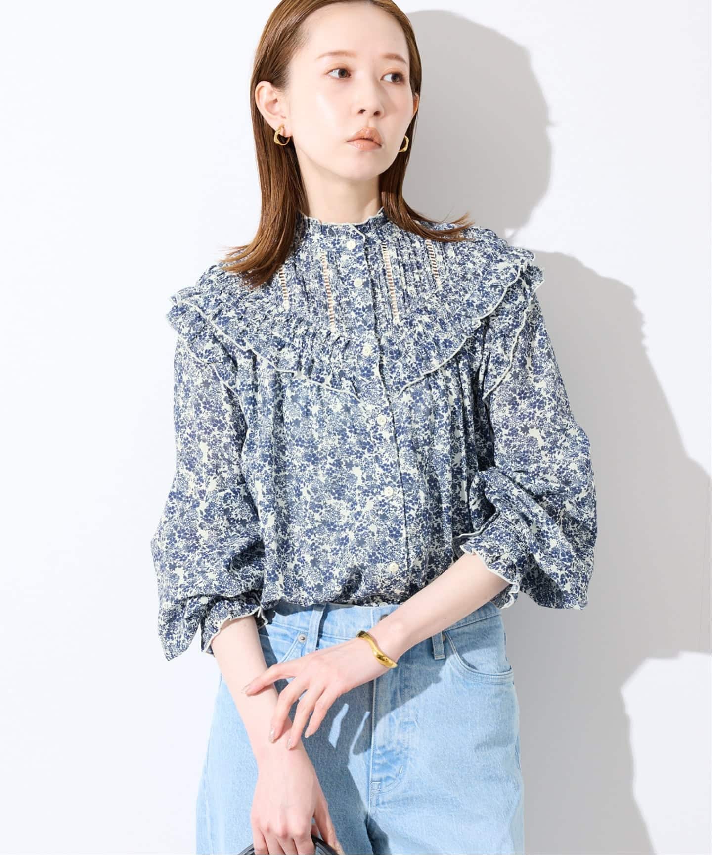 WEB限定/予約》フリルピンタックブラウス（シャツ／ブラウス）｜SLOBE