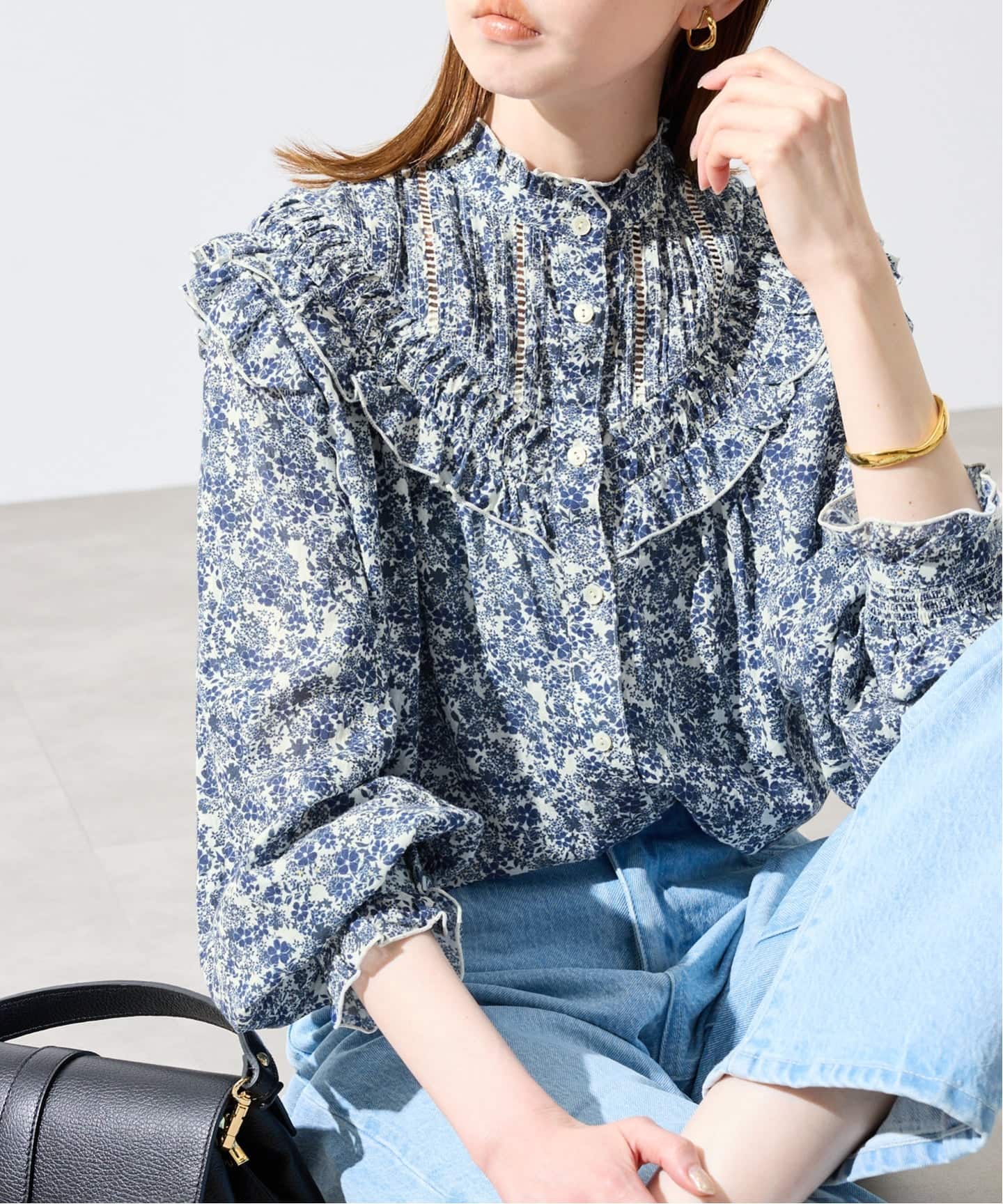 WEB限定/予約》フリルピンタックブラウス（シャツ／ブラウス）｜SLOBE