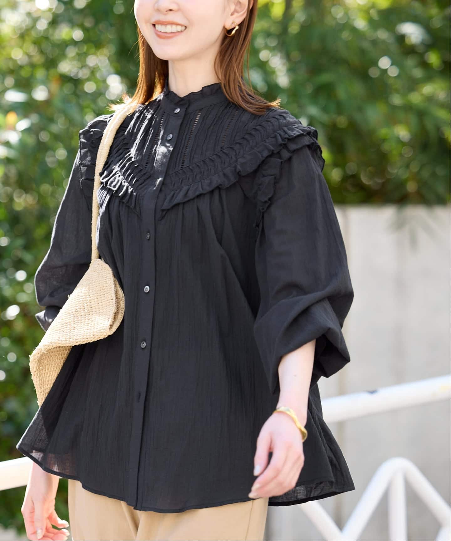 WEB限定/予約》フリルピンタックブラウス（シャツ／ブラウス）｜SLOBE