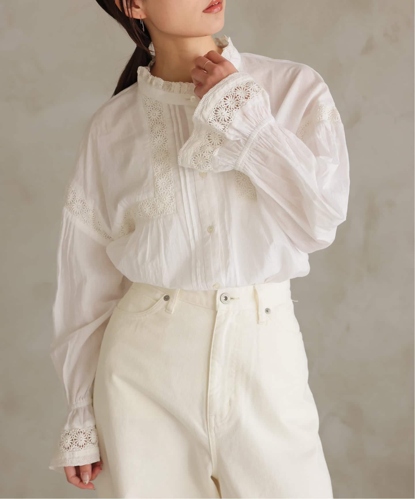 コットンレースフリルブラウス（シャツ／ブラウス）｜SLOBE IENA