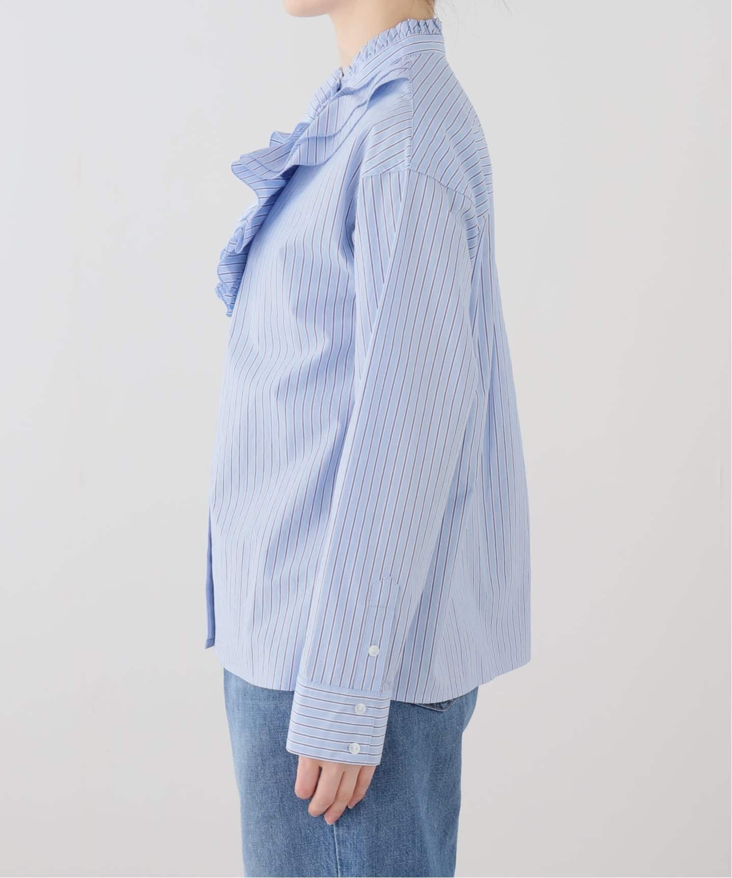 IENAストライプ フリル長袖シャツ フロントフリルストライプブラウス（シャツ／ブラウス）｜SLOBE IENA