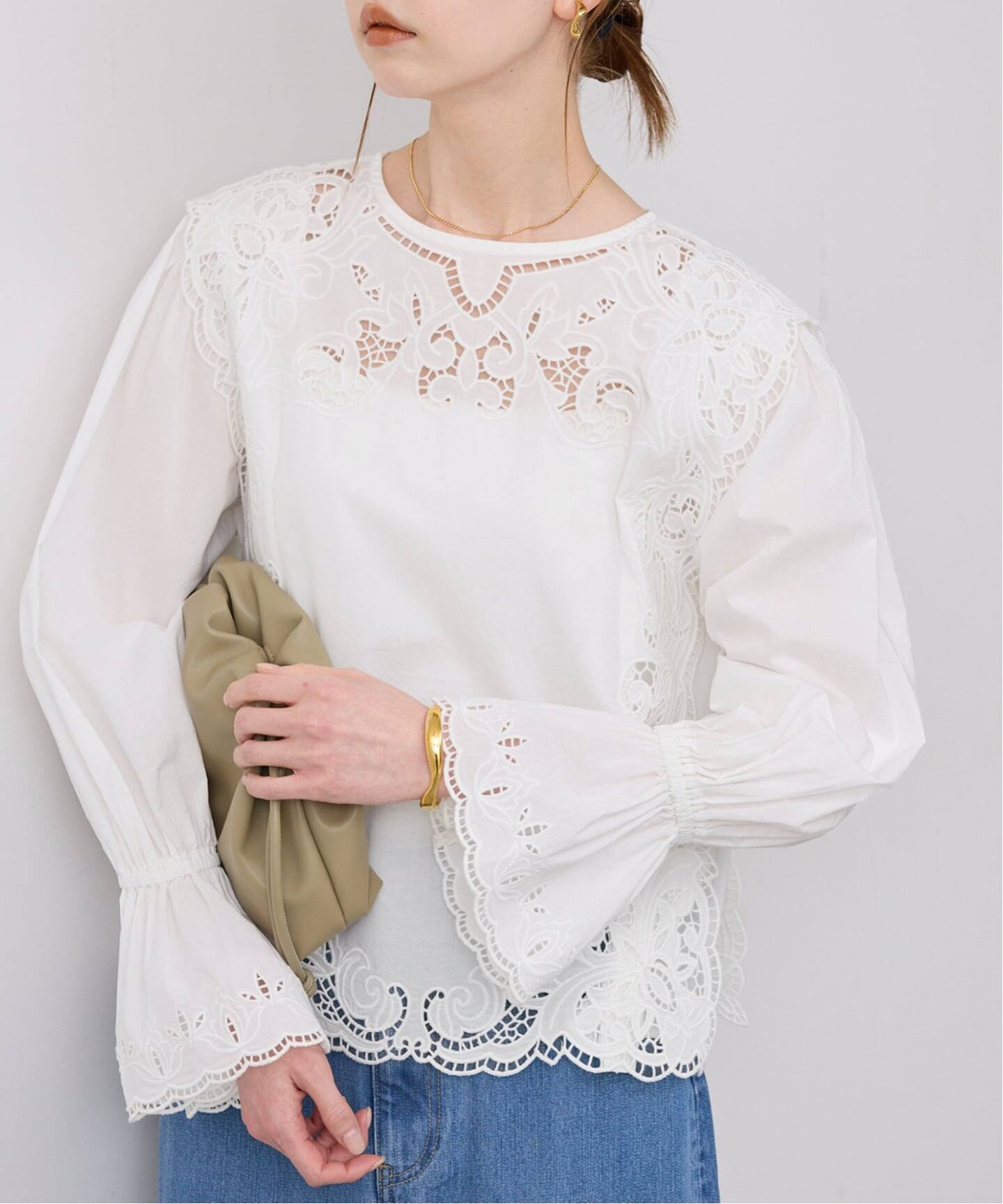 louis＊＊【IENA】FLOLOVE カットワーク　ブラウス IENA（イエナ） ブラウス シャツ カットワークレースブラウス