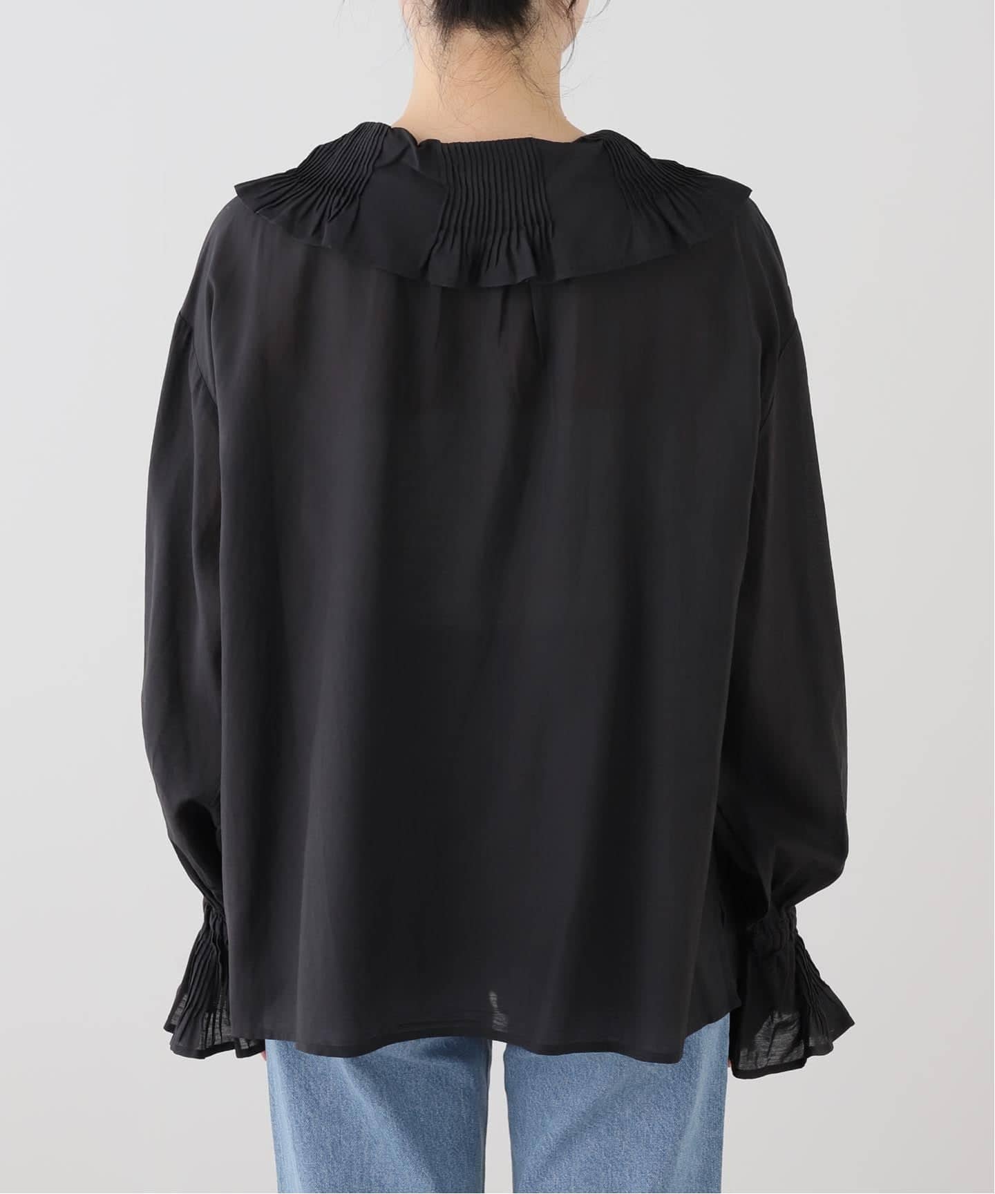 normment/ノーメント COTTON RAYON PINTUCK COLLAR BLOUSE S26P1586
