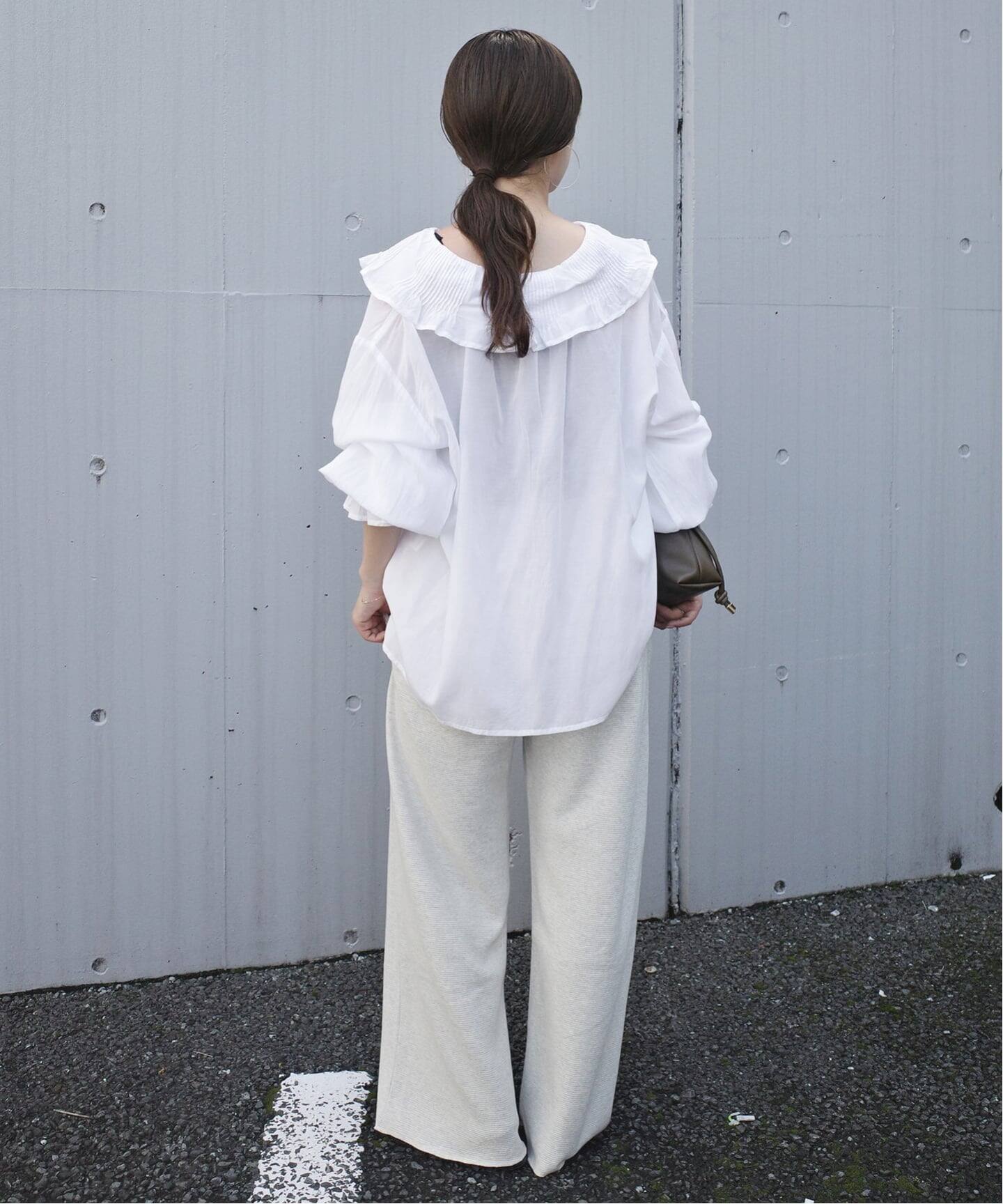 normment/ノーメント COTTON RAYON PINTUCK COLLAR BLOUSE S26P1586 