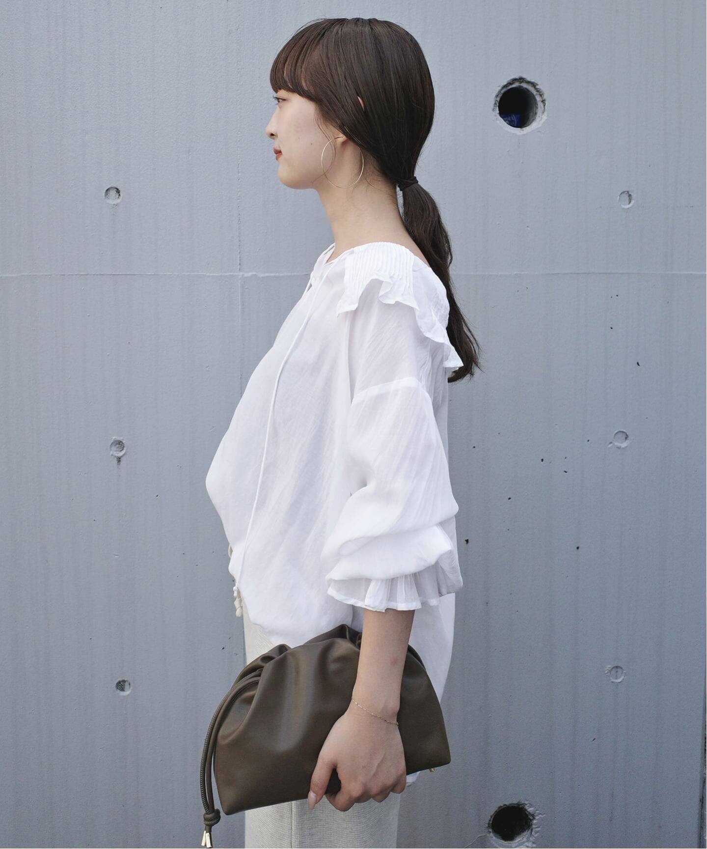 normment/ノーメント COTTON RAYON PINTUCK COLLAR BLOUSE S26P1586 
