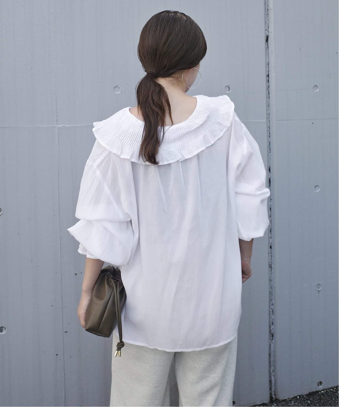 normment/ノーメント COTTON RAYON PINTUCK COLLAR BLOUSE S26P1586