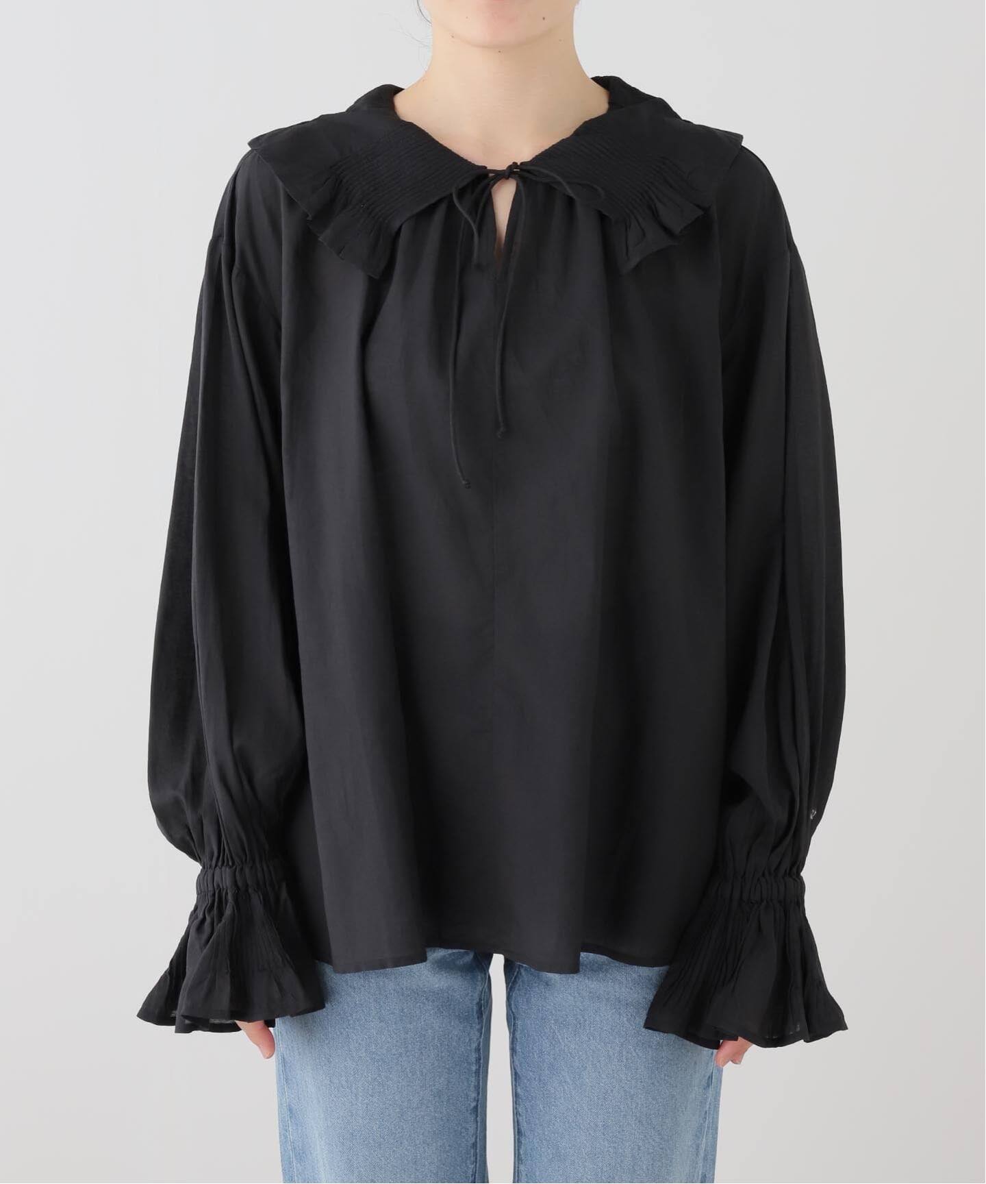 normment/ノーメント COTTON RAYON PINTUCK COLLAR BLOUSE S26P1586 