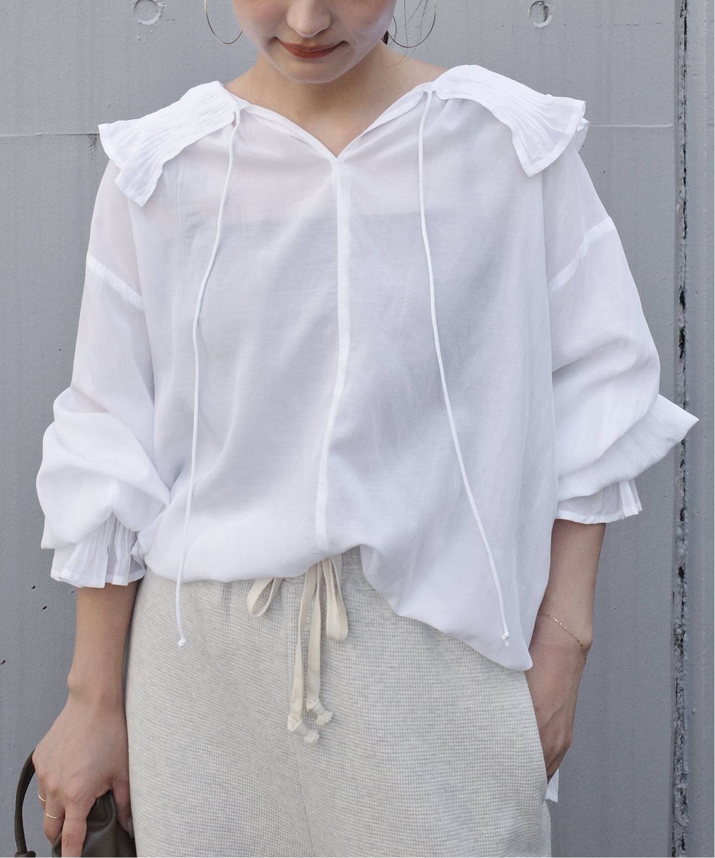 normment/ノーメント COTTON RAYON PINTUCK COLLAR BLOUSE S26P1586 