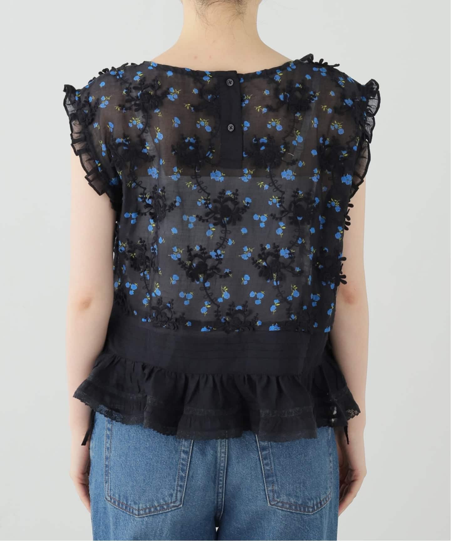 crinkle crinkle crinkle sheer flower vest blouse CC-4535（シャツ