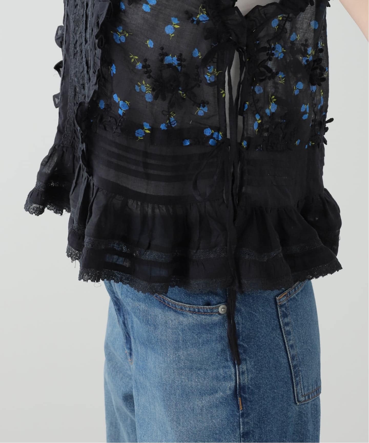 crinkle crinkle crinkle sheer flower vest blouse CC-4535（シャツ