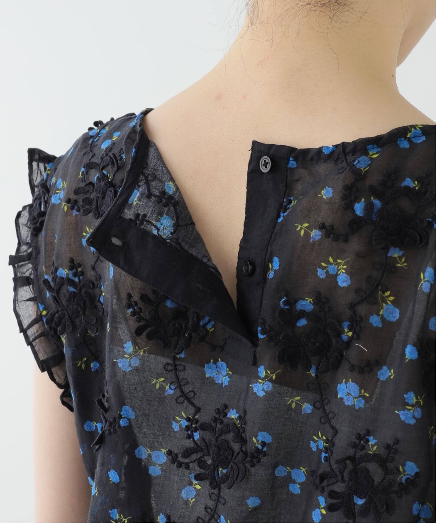 crinkle crinkle crinkle sheer flower vest blouse CC-4535（シャツ