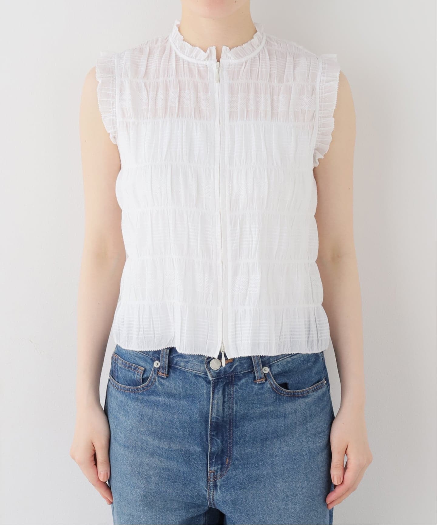 IENA 【NORMMENT/ノーメント】 コットンシルクブラウス normment/ノーメント COTTON SHIRRING ZIP TOPS S26S-2257（シャツ