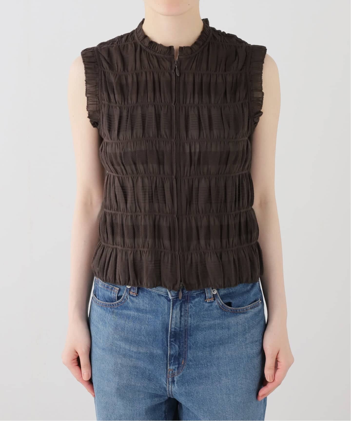IENA 【NORMMENT/ノーメント】 コットンシルクブラウス normment/ノーメント COTTON SHIRRING ZIP TOPS S26S-2257（シャツ