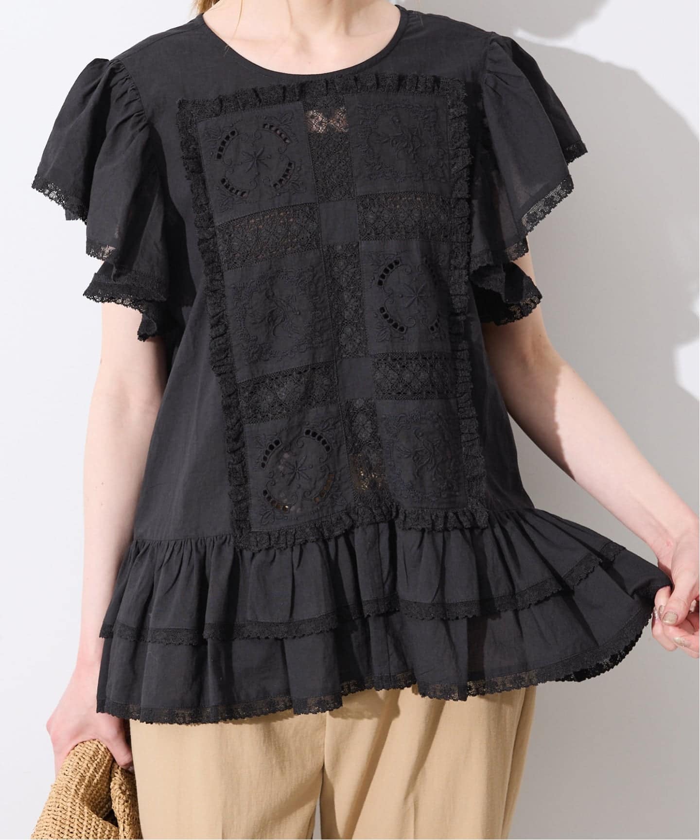crinkle crinkle crinkle SLOBE別注 front tapestry 2way blouse