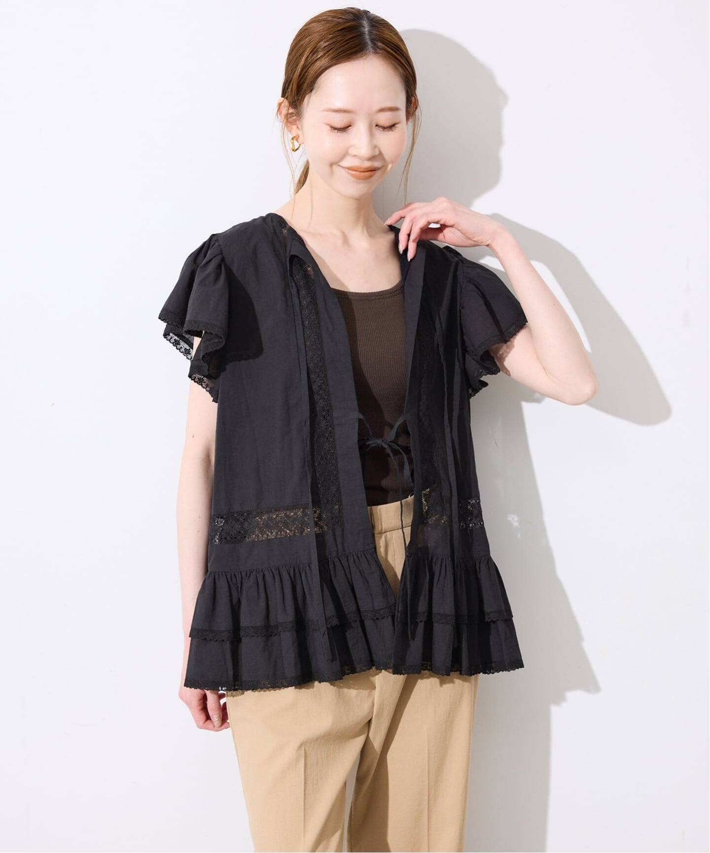 crinkle crinkle crinkle SLOBE別注 front tapestry 2way blouse