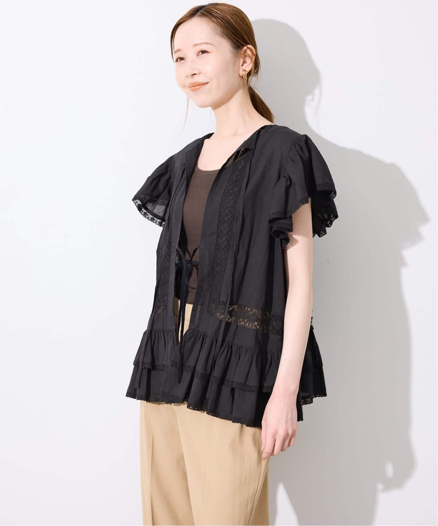 crinkle crinkle crinkle SLOBE別注 front tapestry 2way blouse
