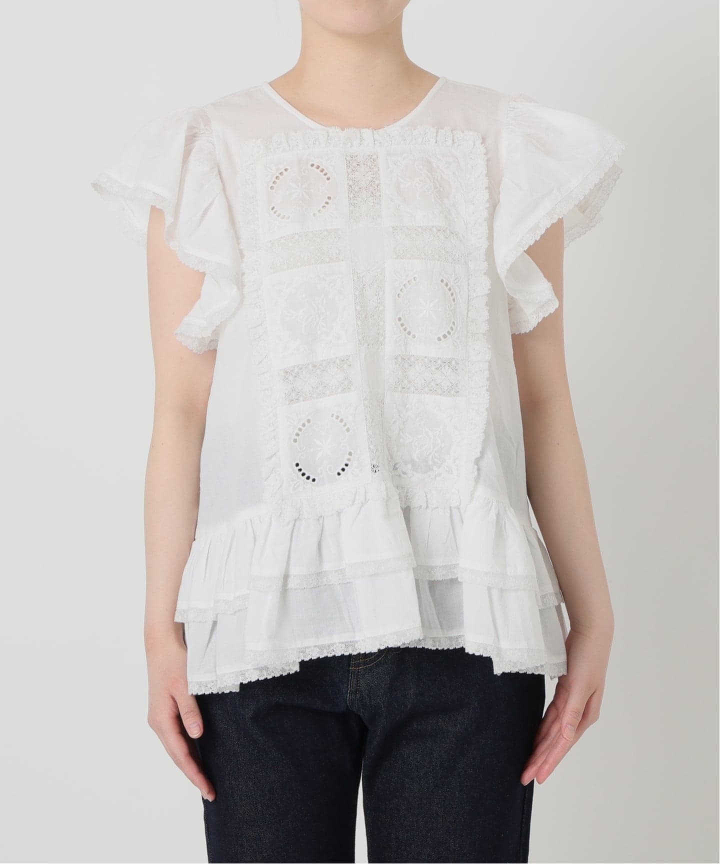 crinkle crinkle crinkle SLOBE別注 front tapestry 2way blouse