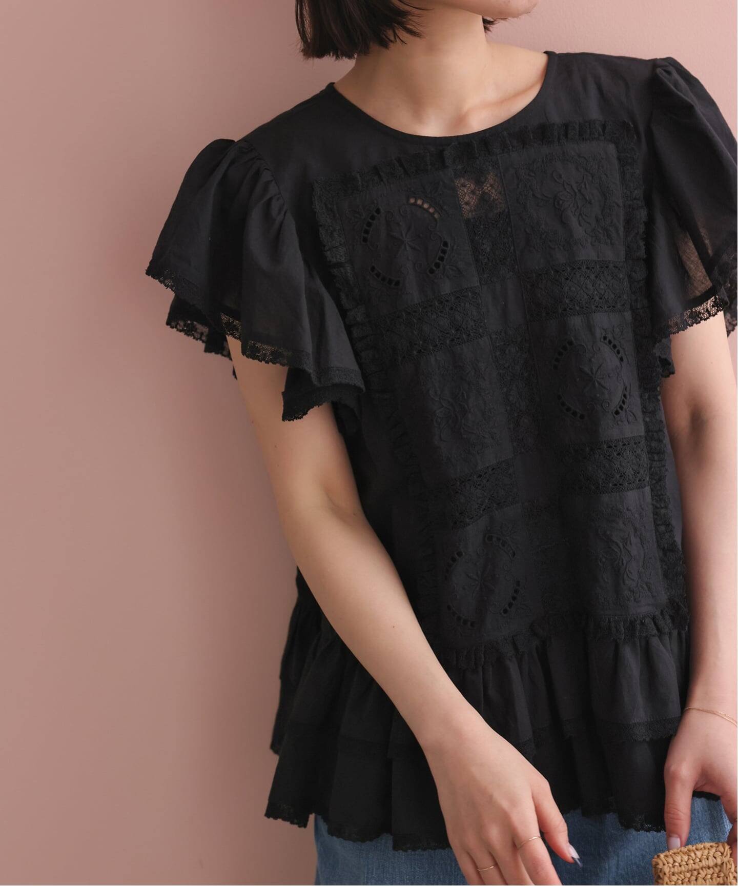 crinkle crinkle crinkle SLOBE別注 front tapestry 2way blouse 