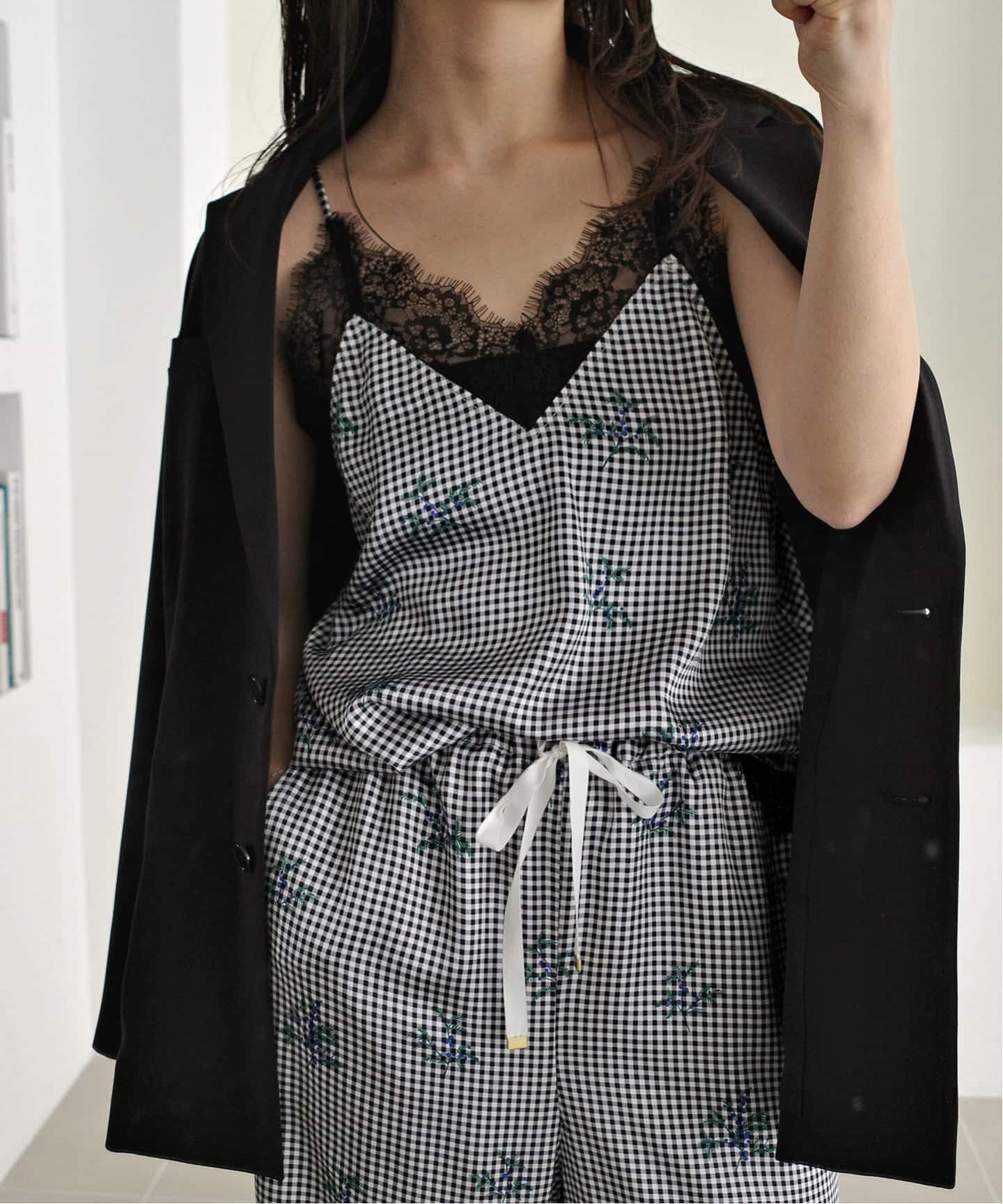 スローブイエナ/Margaux Dereume キャミブラウス　黒 Margaux Dereume × SLOBE lingerie キャミブラウス（キャミソール