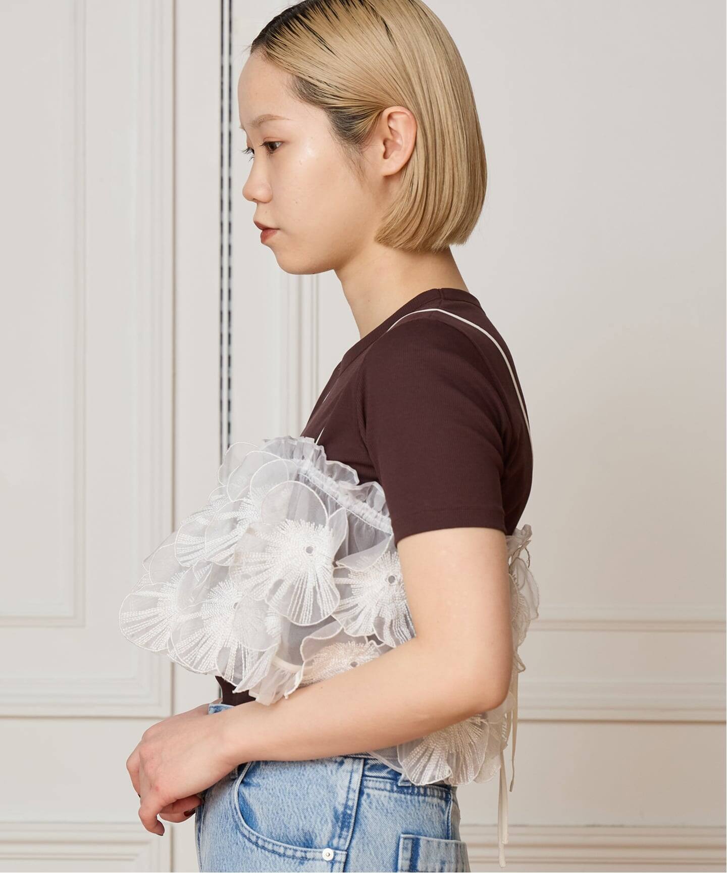 IENA LA BOUCLE フラワーモチーフオーガンジーキャミ（キャミソール