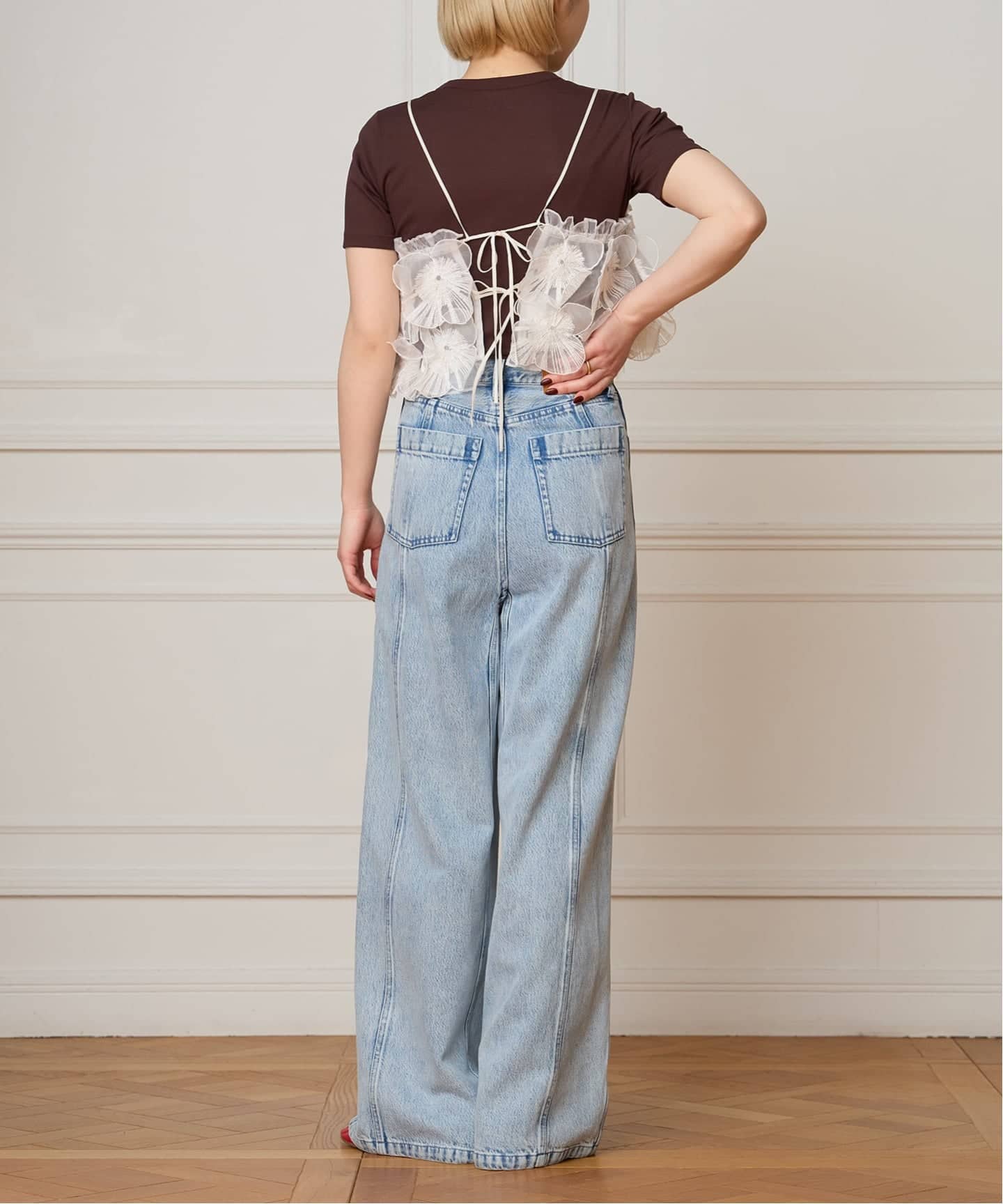 IENA LA BOUCLE フラワーモチーフオーガンジーキャミ（キャミソール