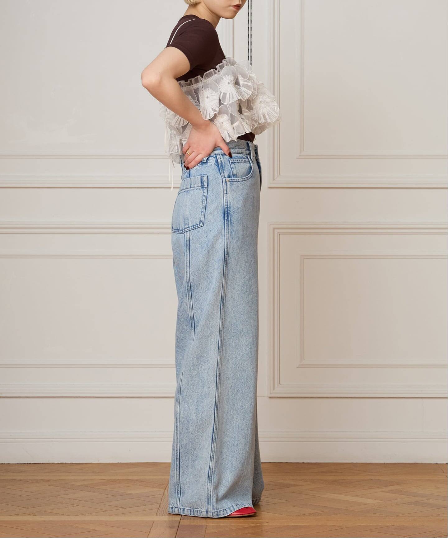 IENA LA BOUCLE フラワーモチーフオーガンジーキャミ（キャミソール