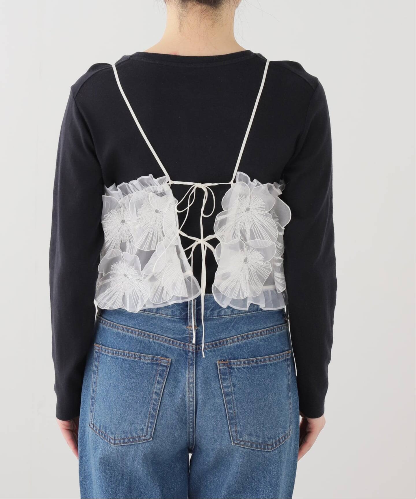 IENA LA BOUCLE フラワーモチーフオーガンジーキャミ（キャミソール