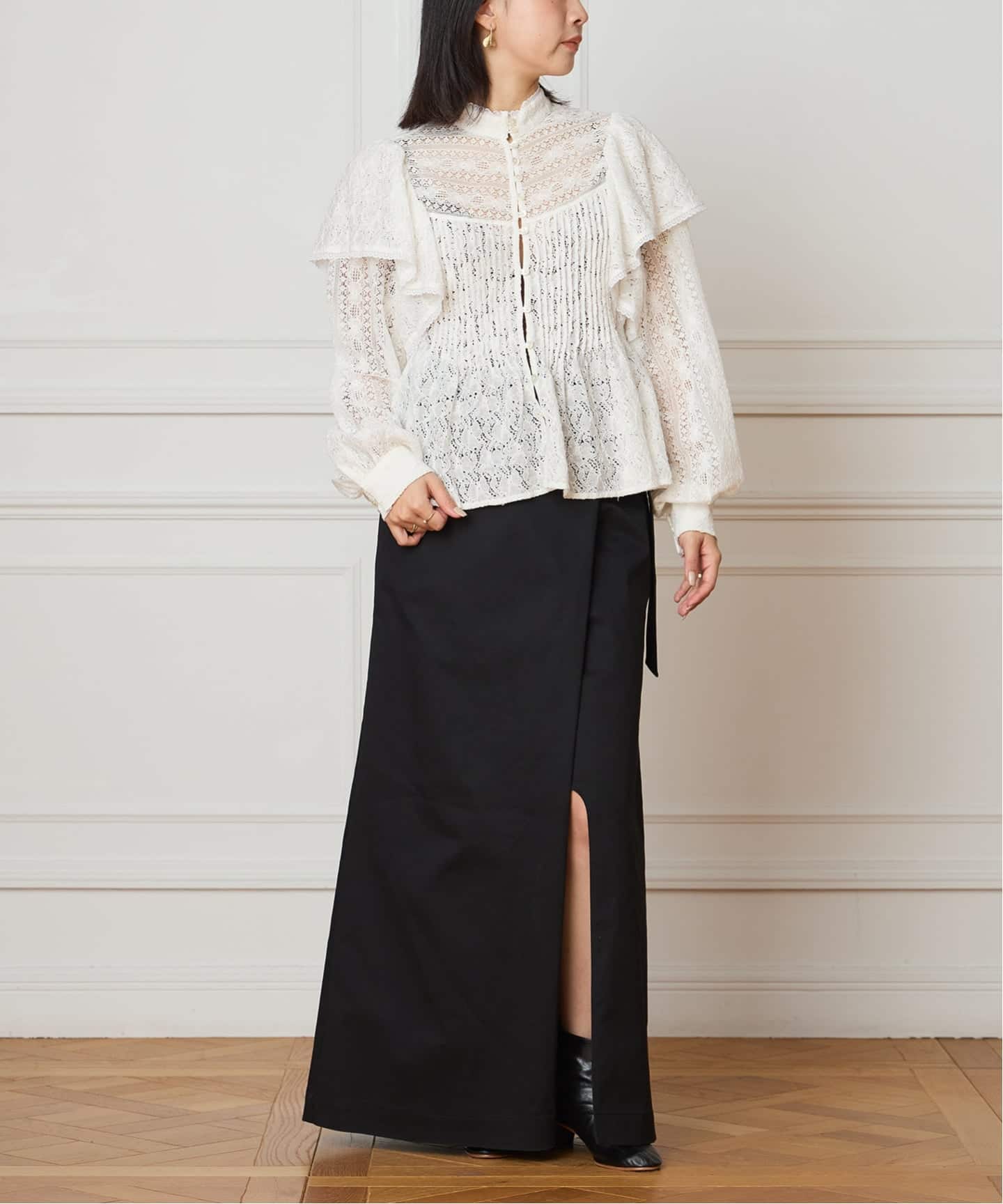 予約》IENA LA BOUCLE レースオンレースブラウス（シャツ／ブラウス