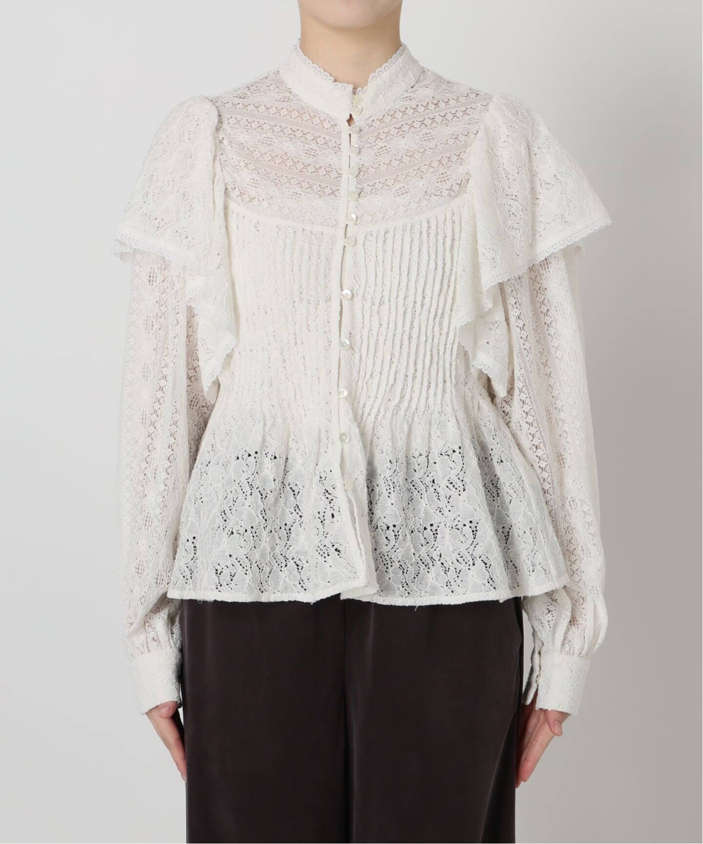 予約》IENA LA BOUCLE レースオンレースブラウス（シャツ／ブラウス