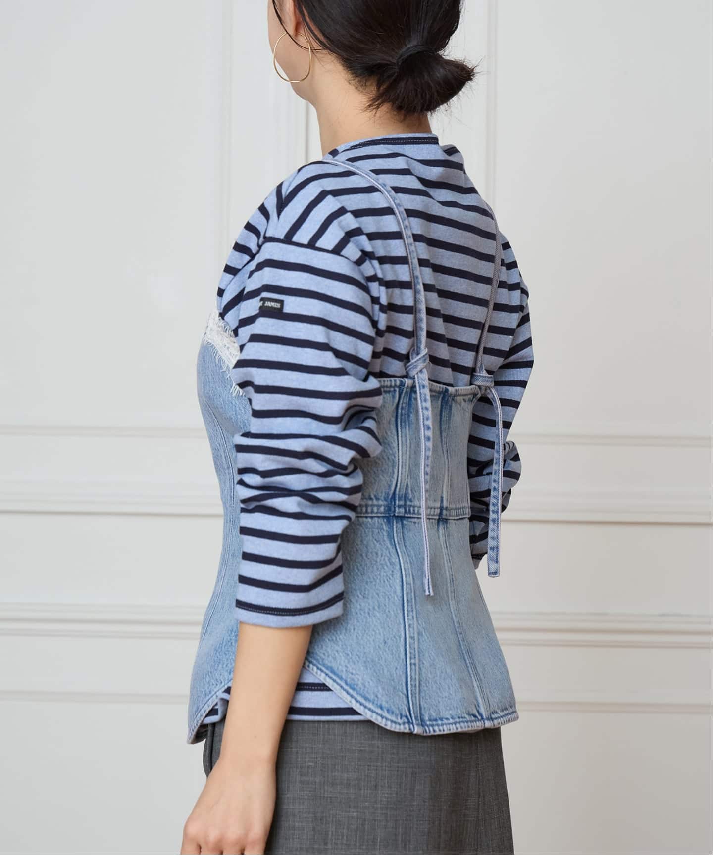 予約》IENA LA BOUCLE ソフトデニムレースコンビキャミソール