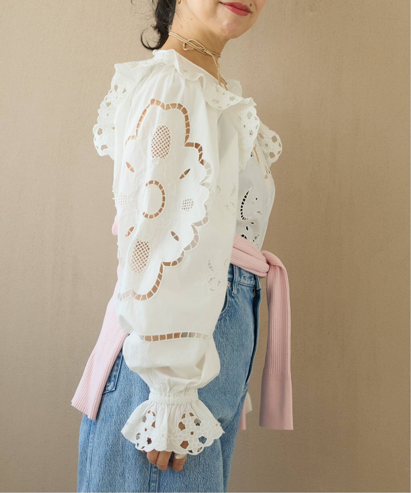 IENA LA BOUCLE カットワークブロードブラウス（シャツ／ブラウス