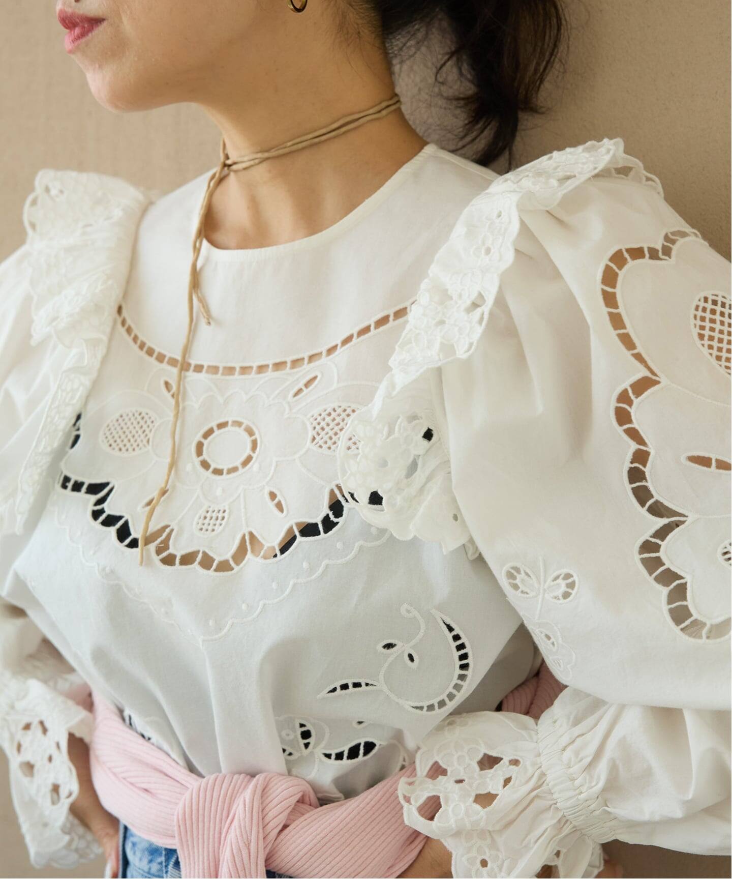 louis＊＊【IENA】FLOLOVE カットワーク　ブラウス IENA（イエナ） ブラウス シャツ カットワークレースブラウス
