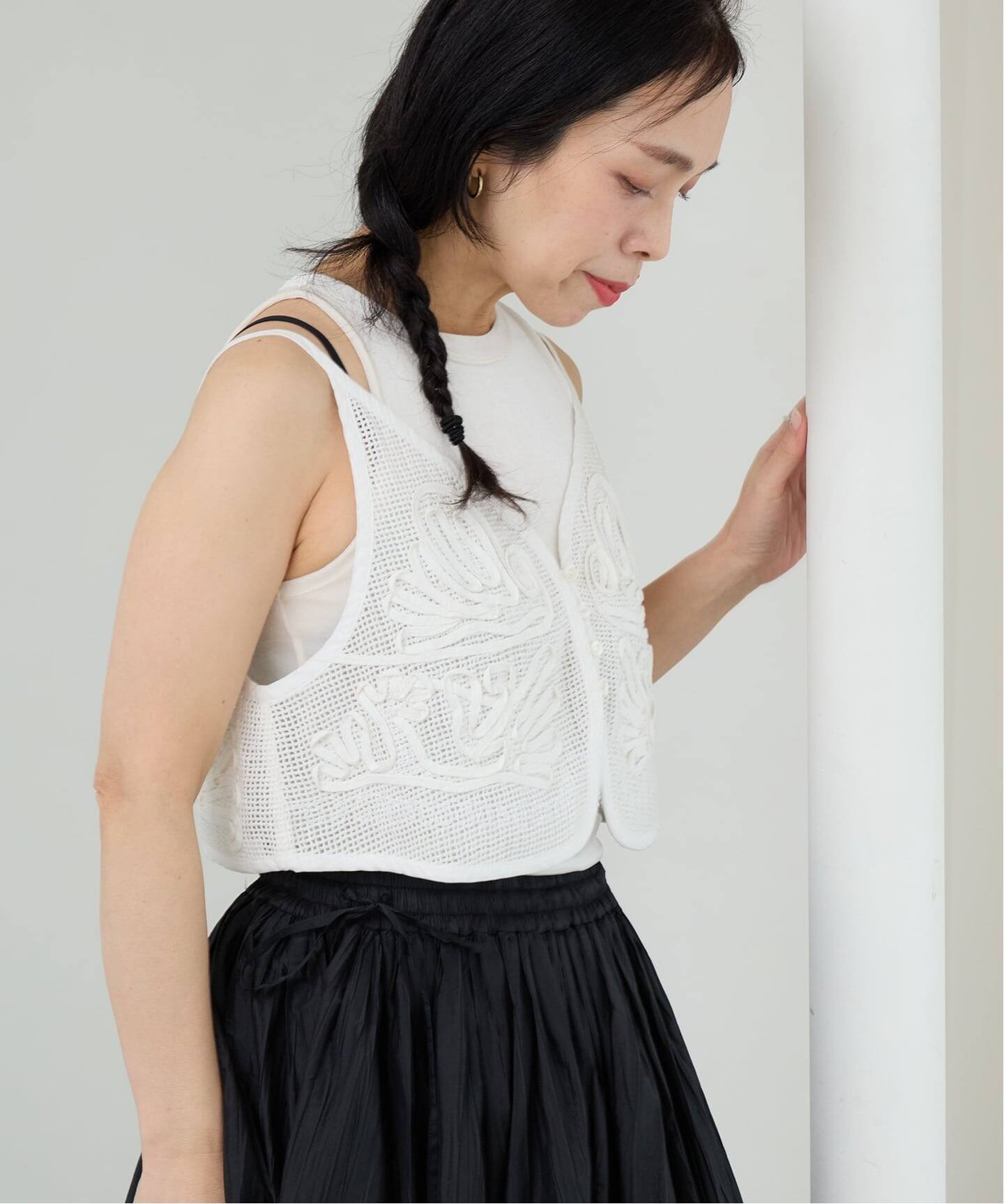 IENA LA BOUCLE メッシュテープ刺繍キャミベスト（ベスト）｜IENA