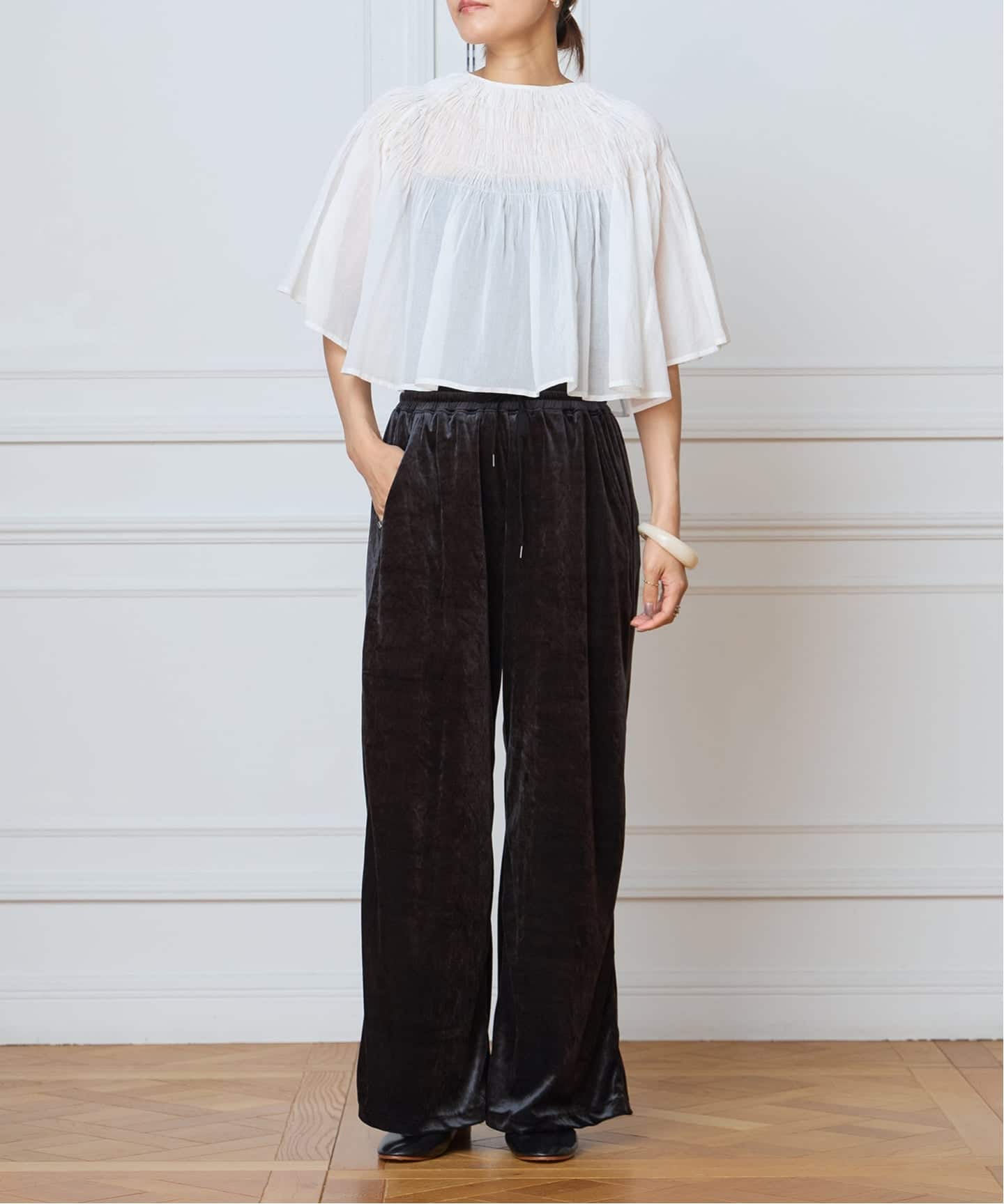 IENA LA BOUCLE ハンドタックボレロブラウス（シャツ／ブラウス