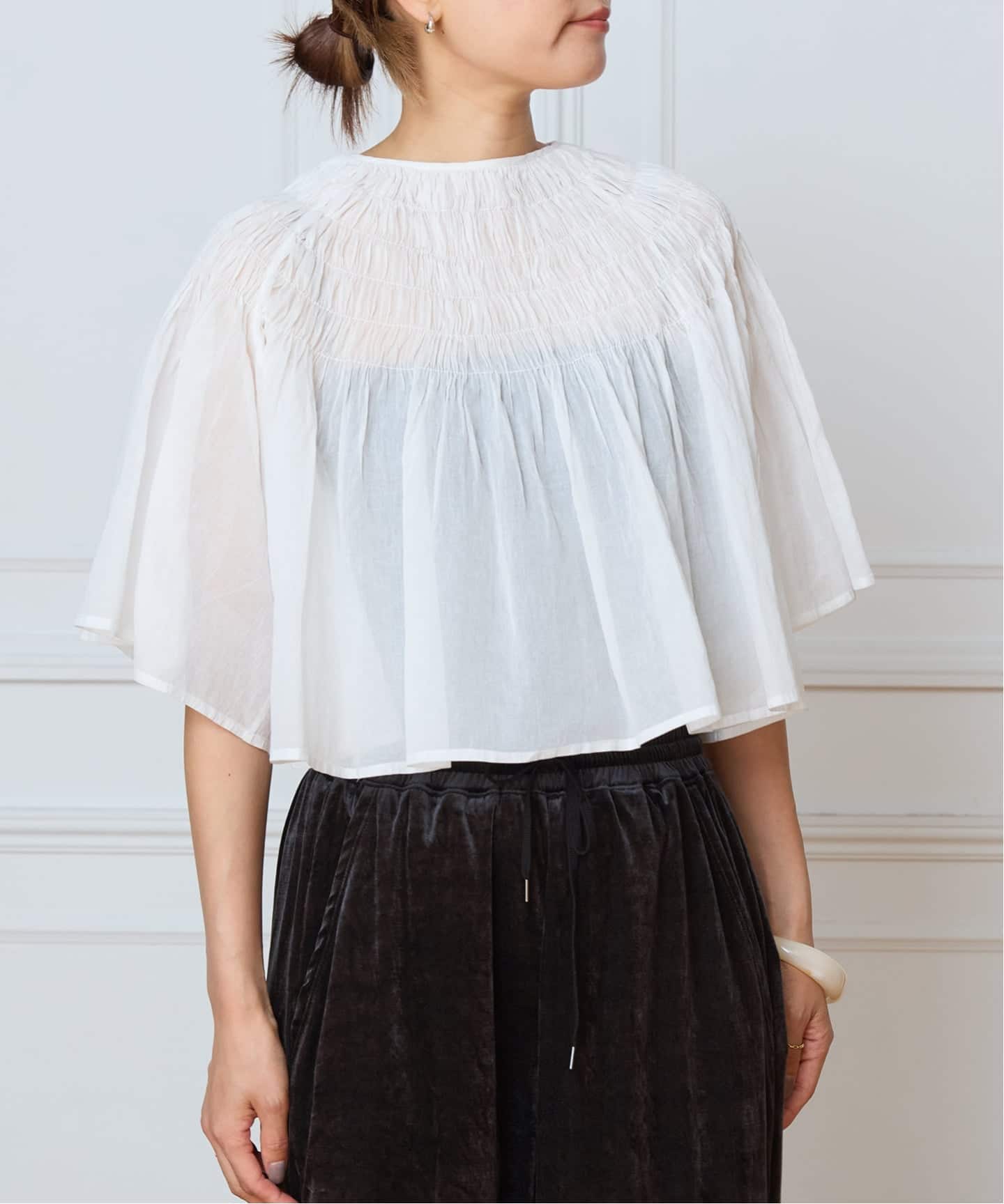 IENA LA BOUCLE ハンドタックボレロブラウス（シャツ／ブラウス