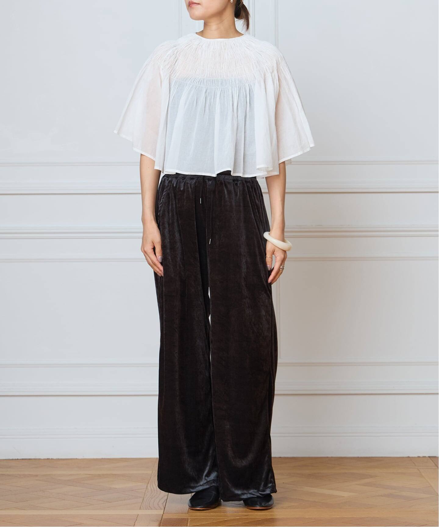 IENA LA BOUCLE ハンドタックボレロブラウス（シャツ／ブラウス