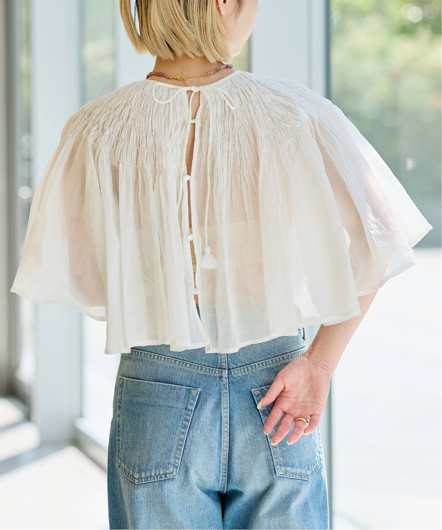 IENA LA BOUCLE ハンドタックボレロブラウス（シャツ／ブラウス