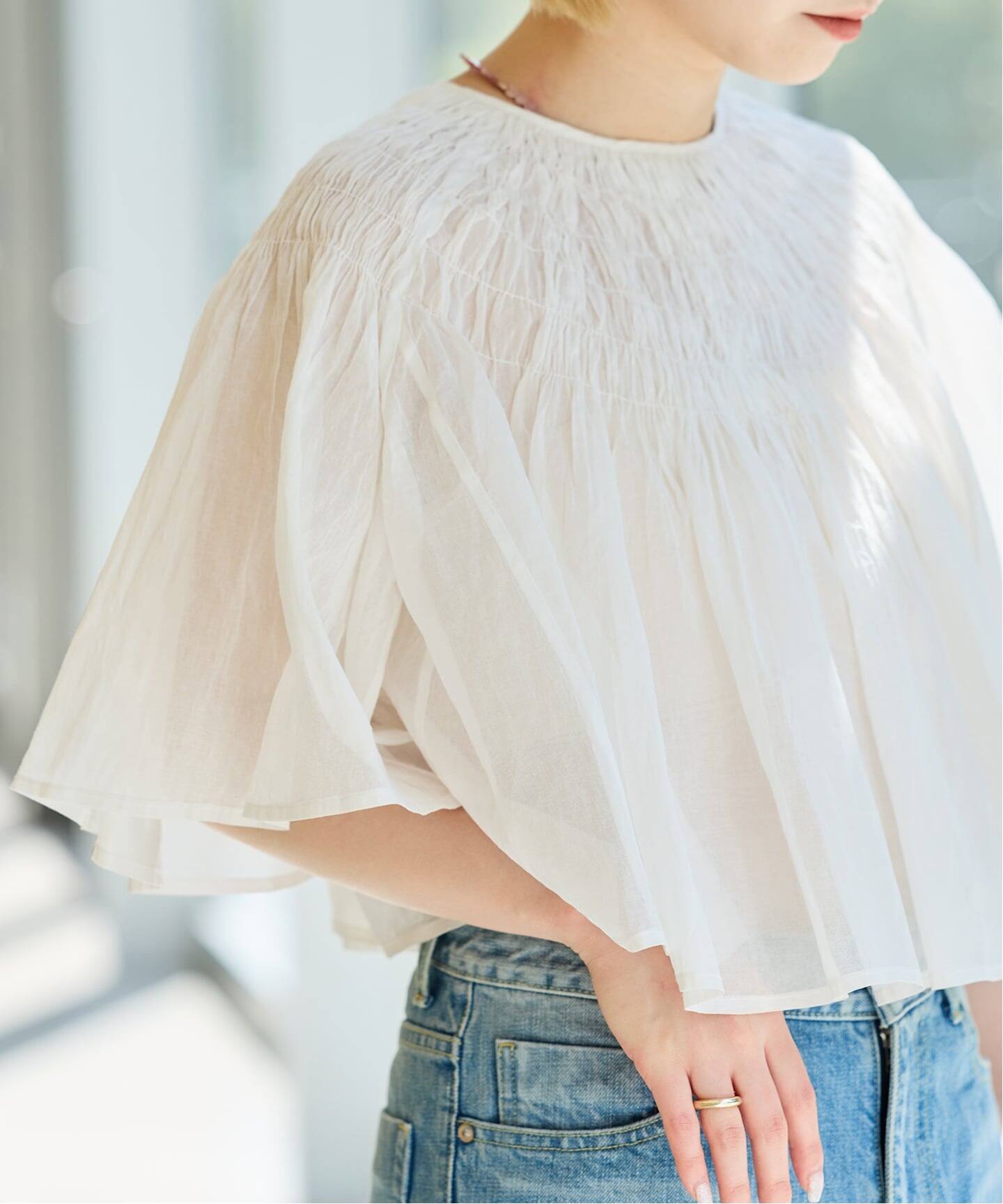 IENA LA BOUCLE ハンドタックボレロブラウス（シャツ／ブラウス