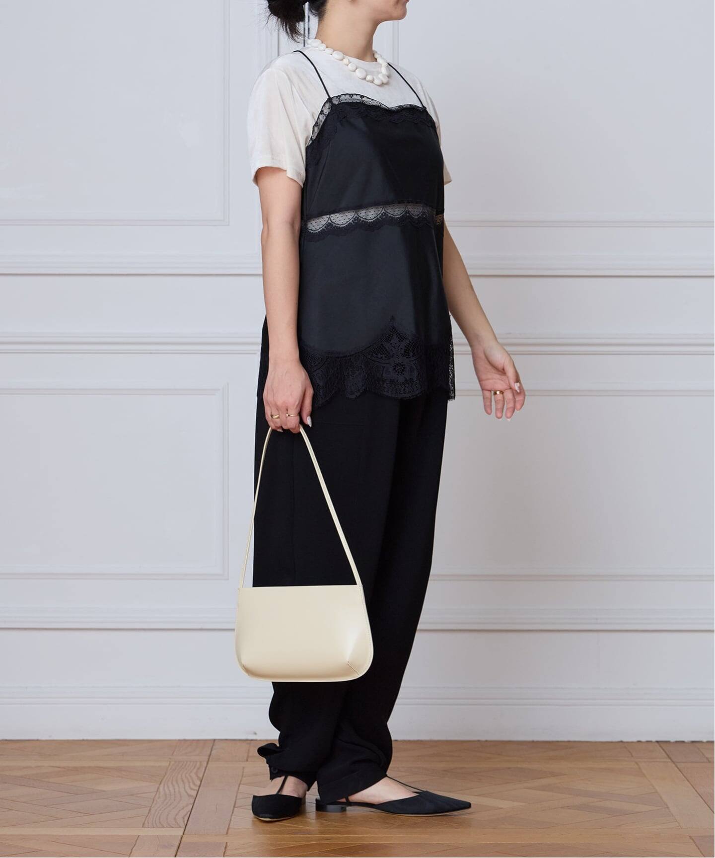 IENA LA BOUCLE サテンレースコンビキャミソール（キャミソール