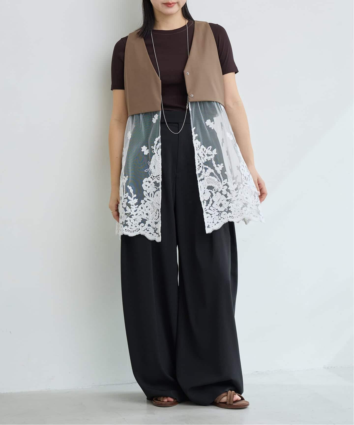 予約》IENA LA BOUCLE チュールレースノースリーブベスト（ベスト